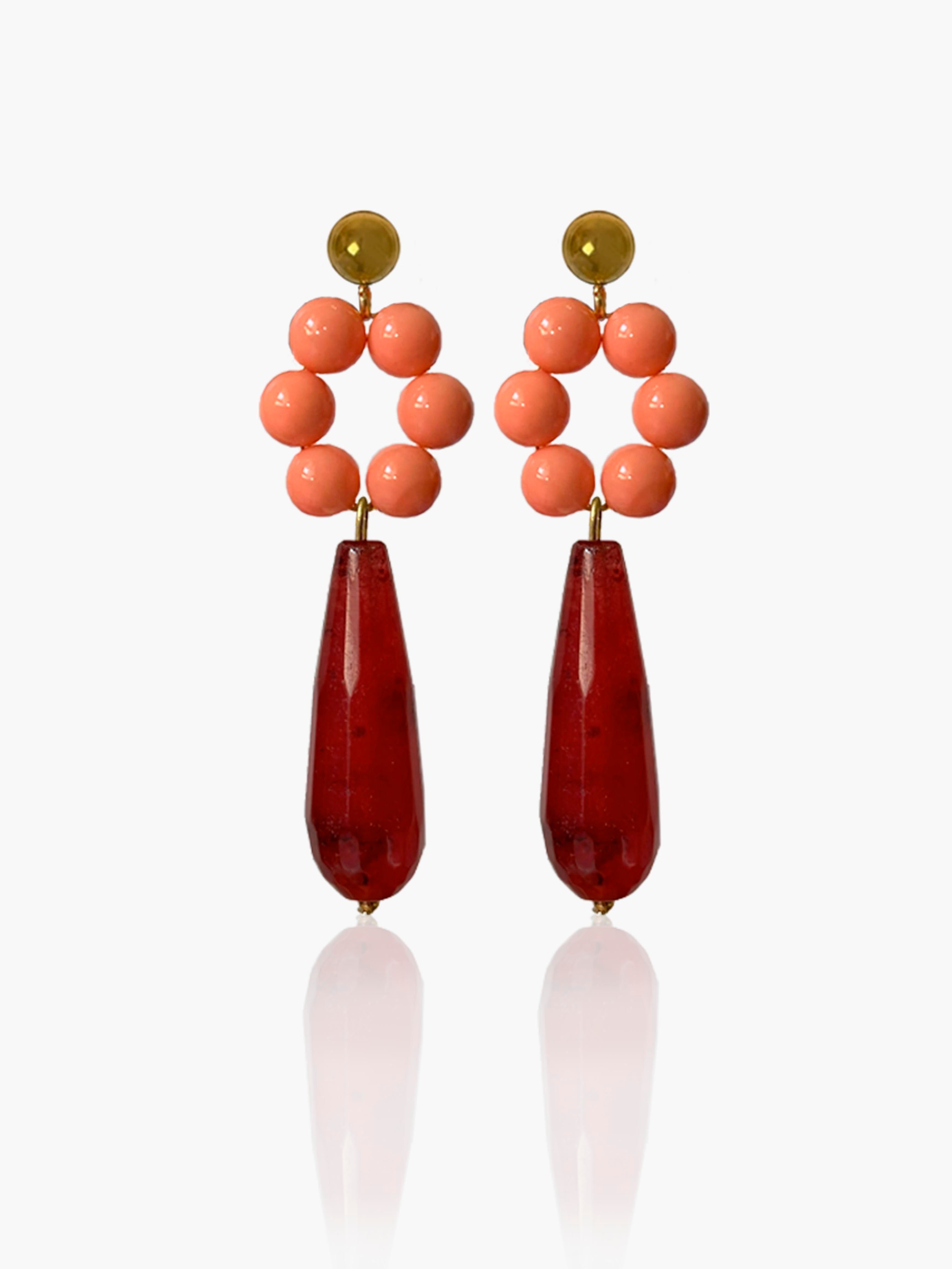 Pendientes Carmen lágrima burdeos