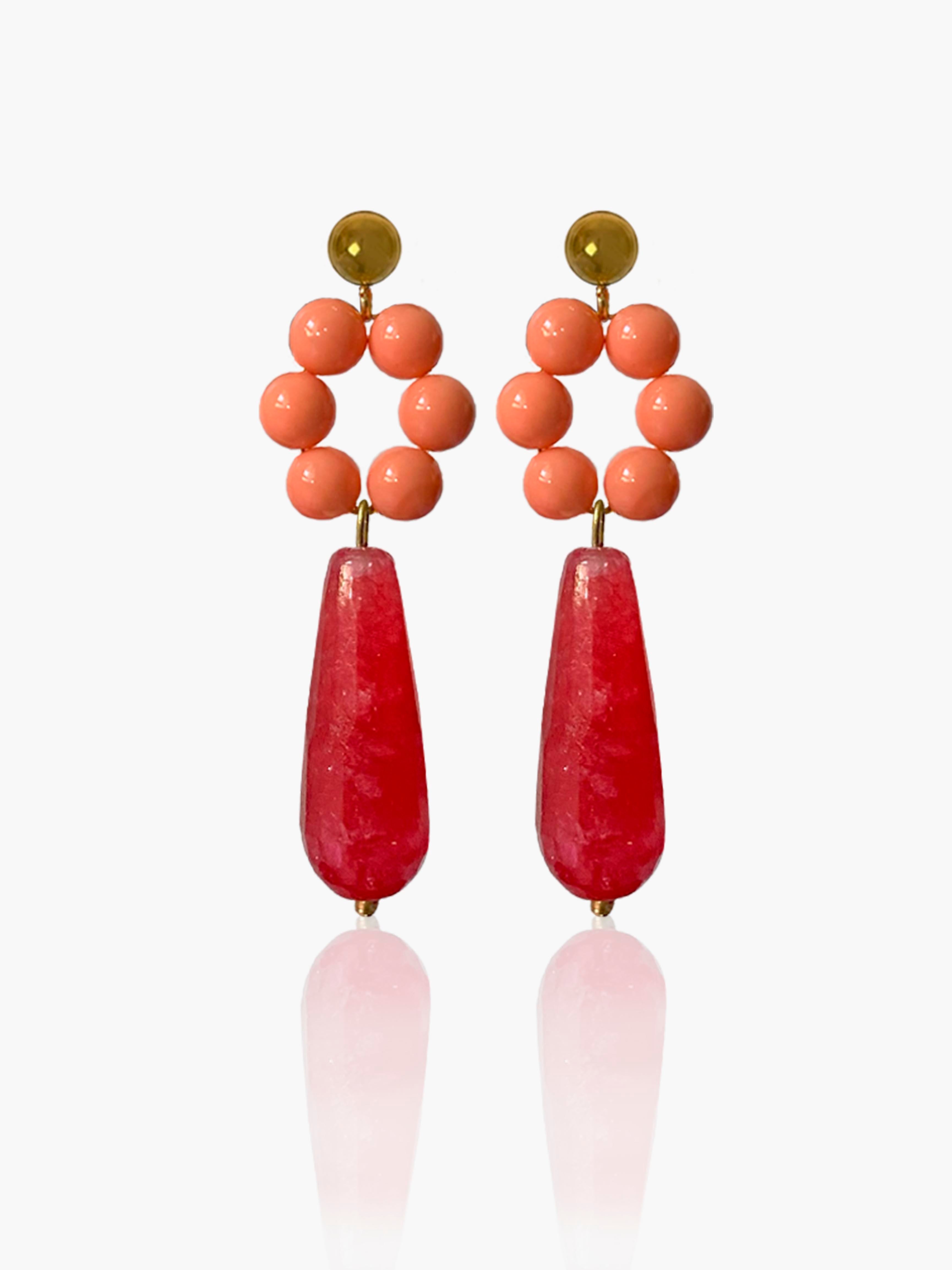 Pendientes Carmen lágrima fresa