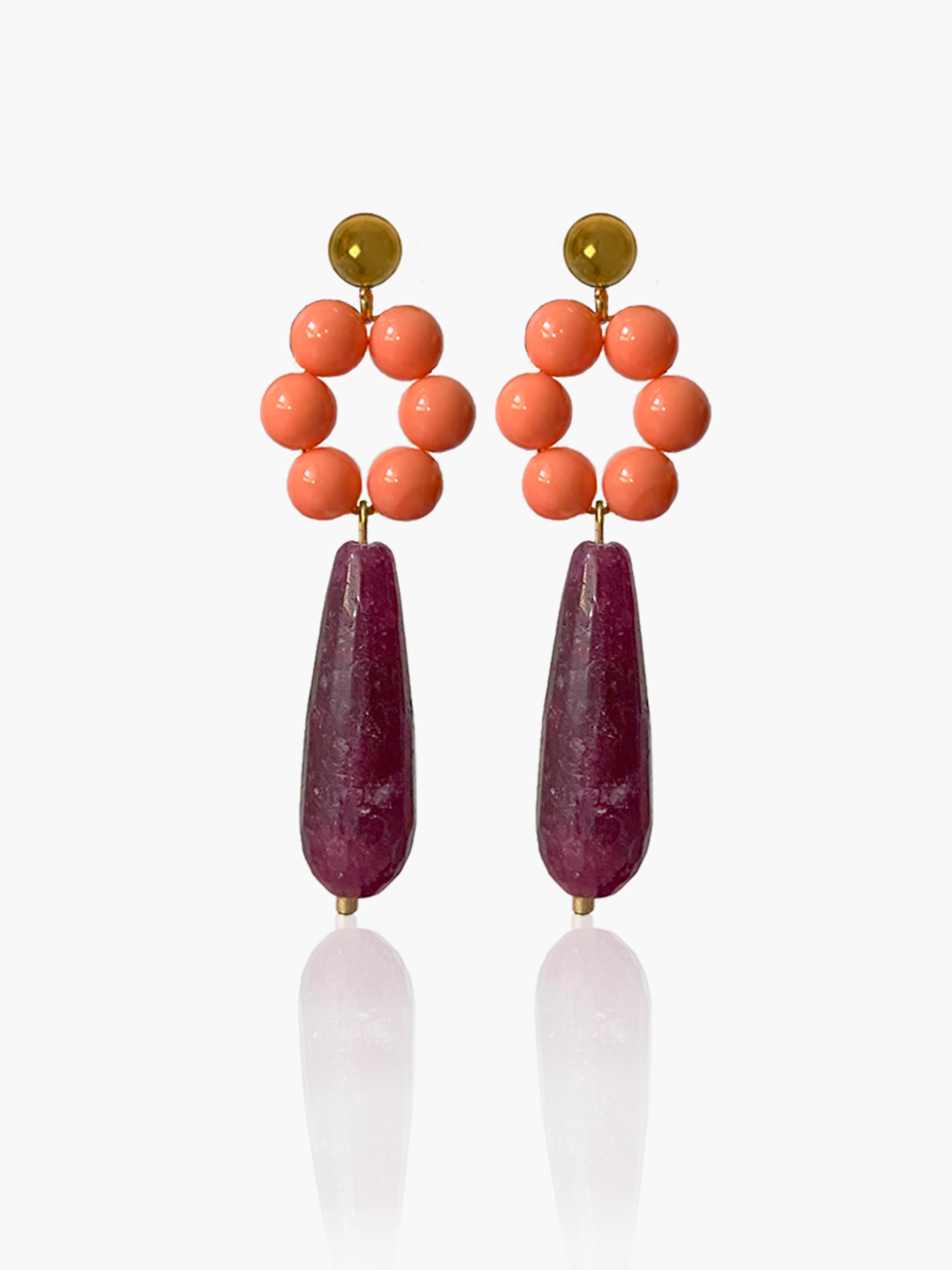 Pendientes Carmen lágrima morada