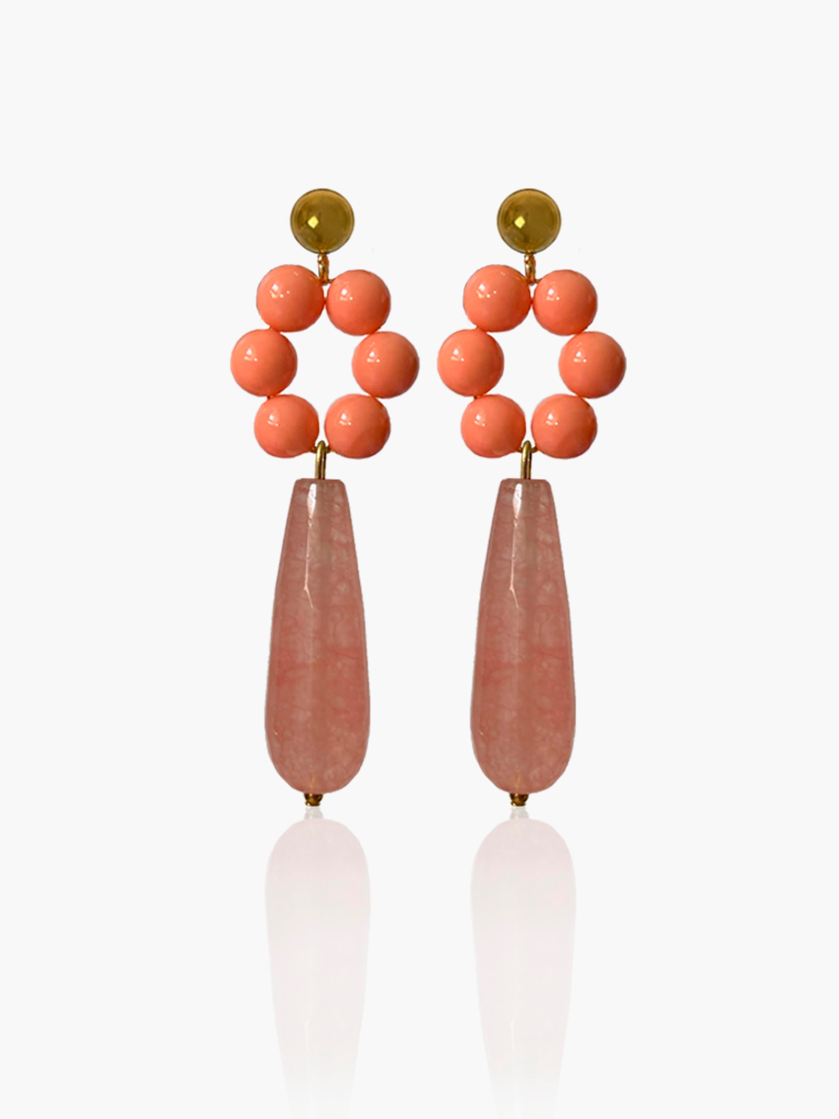 Pendientes Carmen lágrima rosa