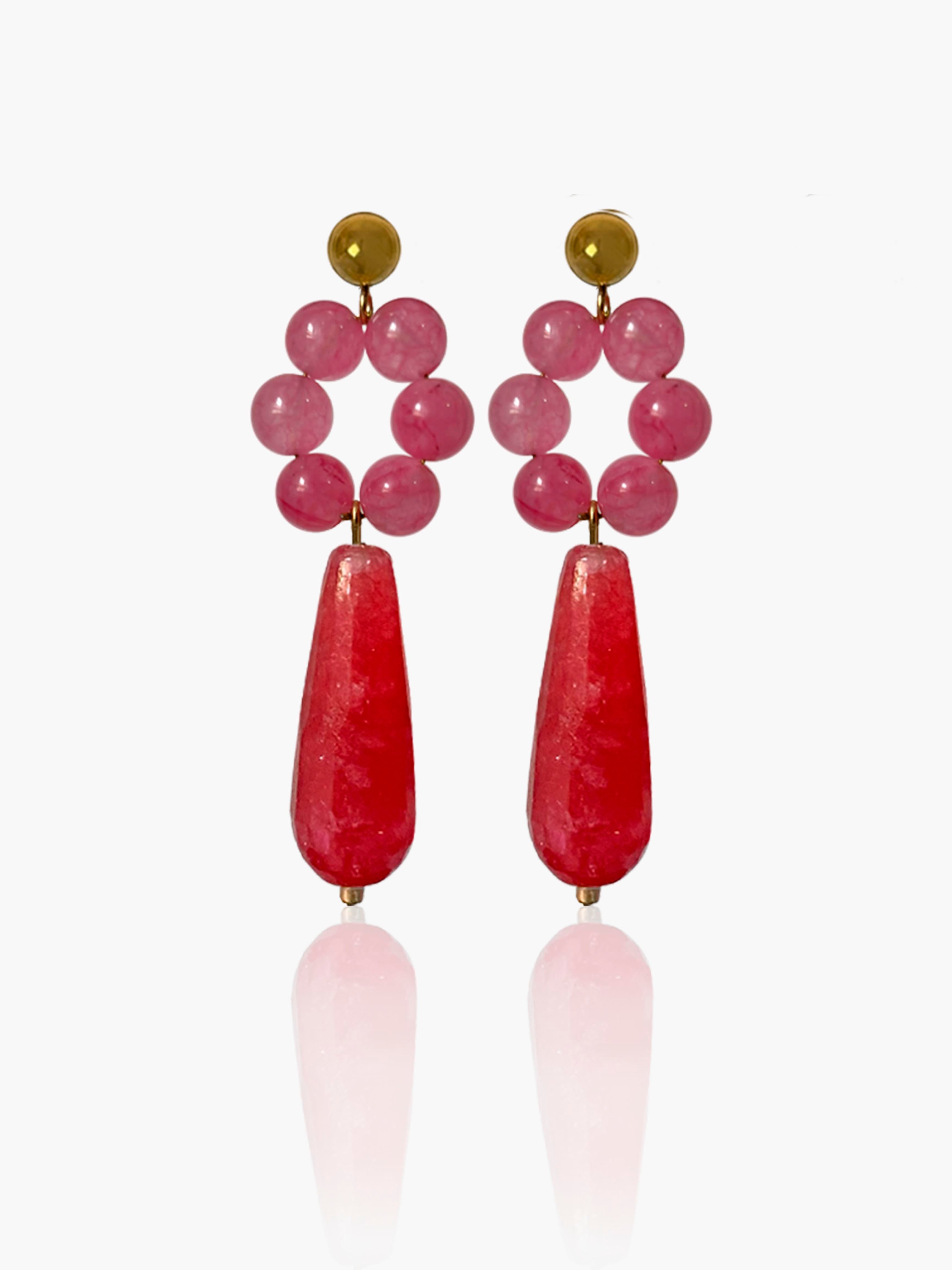 Pendientes Carmen lágrima fresa