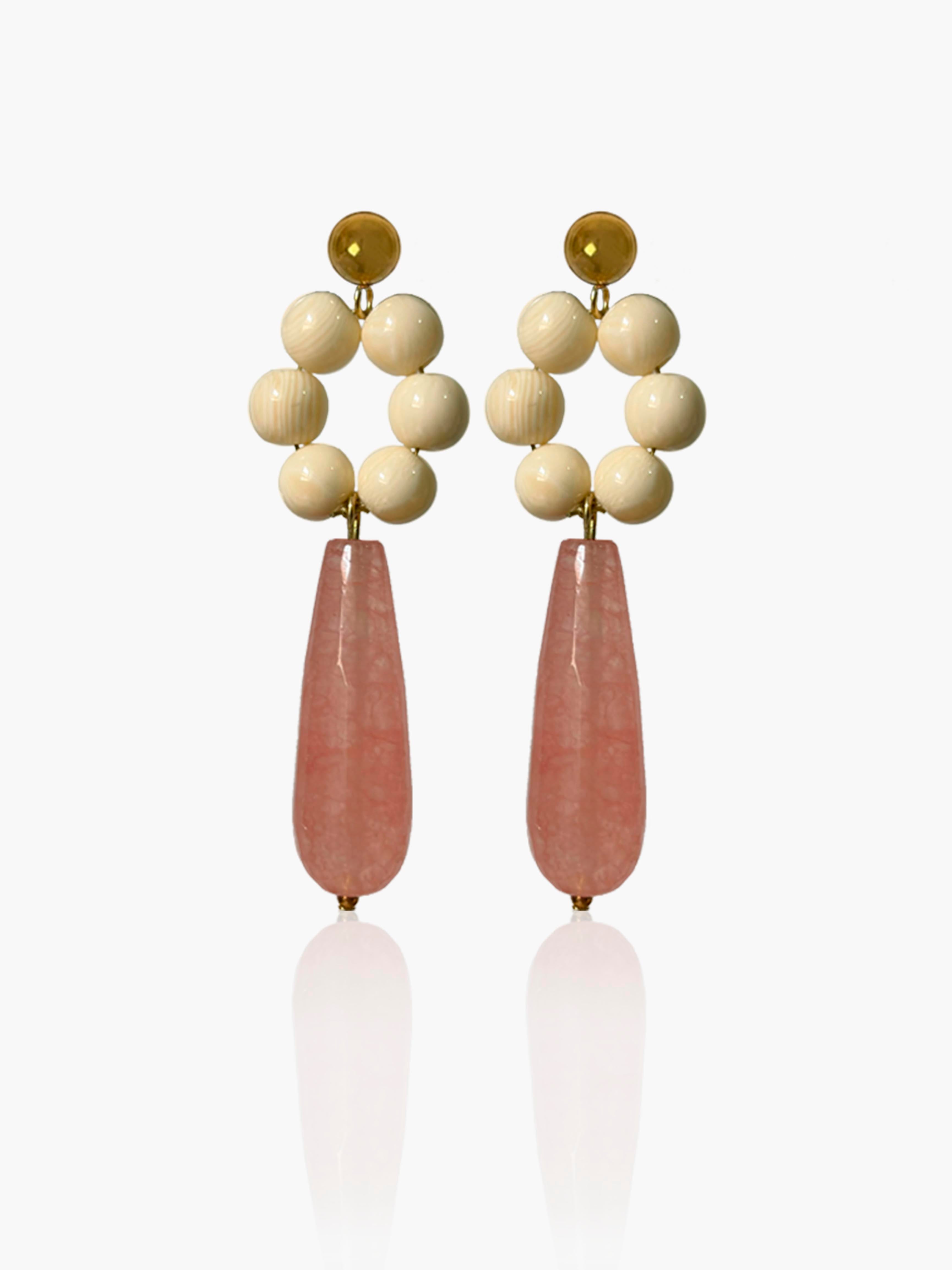 Pendientes Carmen lágrima rosa