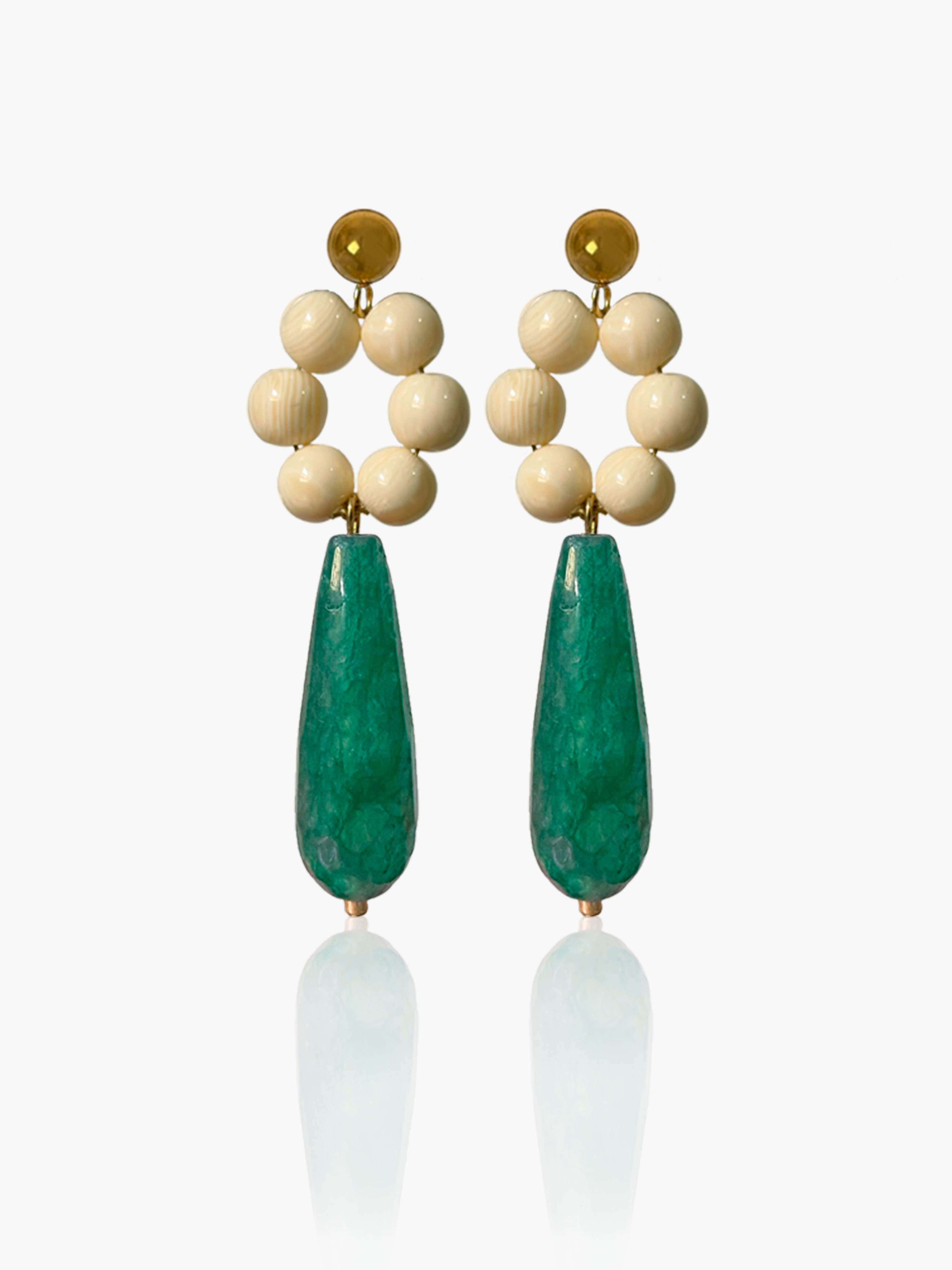 Pendientes Carmen lágrima verde oscuro