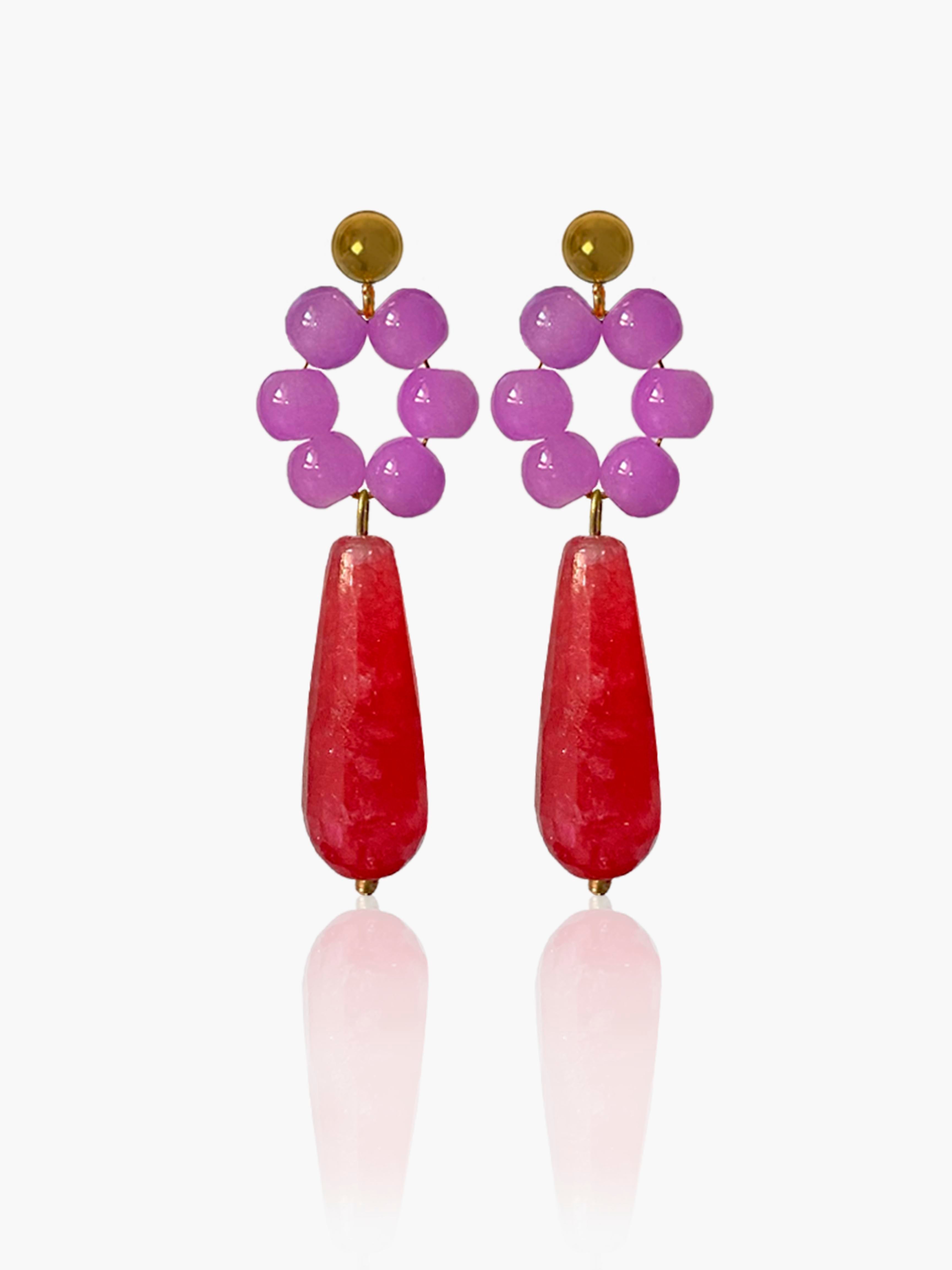 Pendientes Carmen lágrima fresa