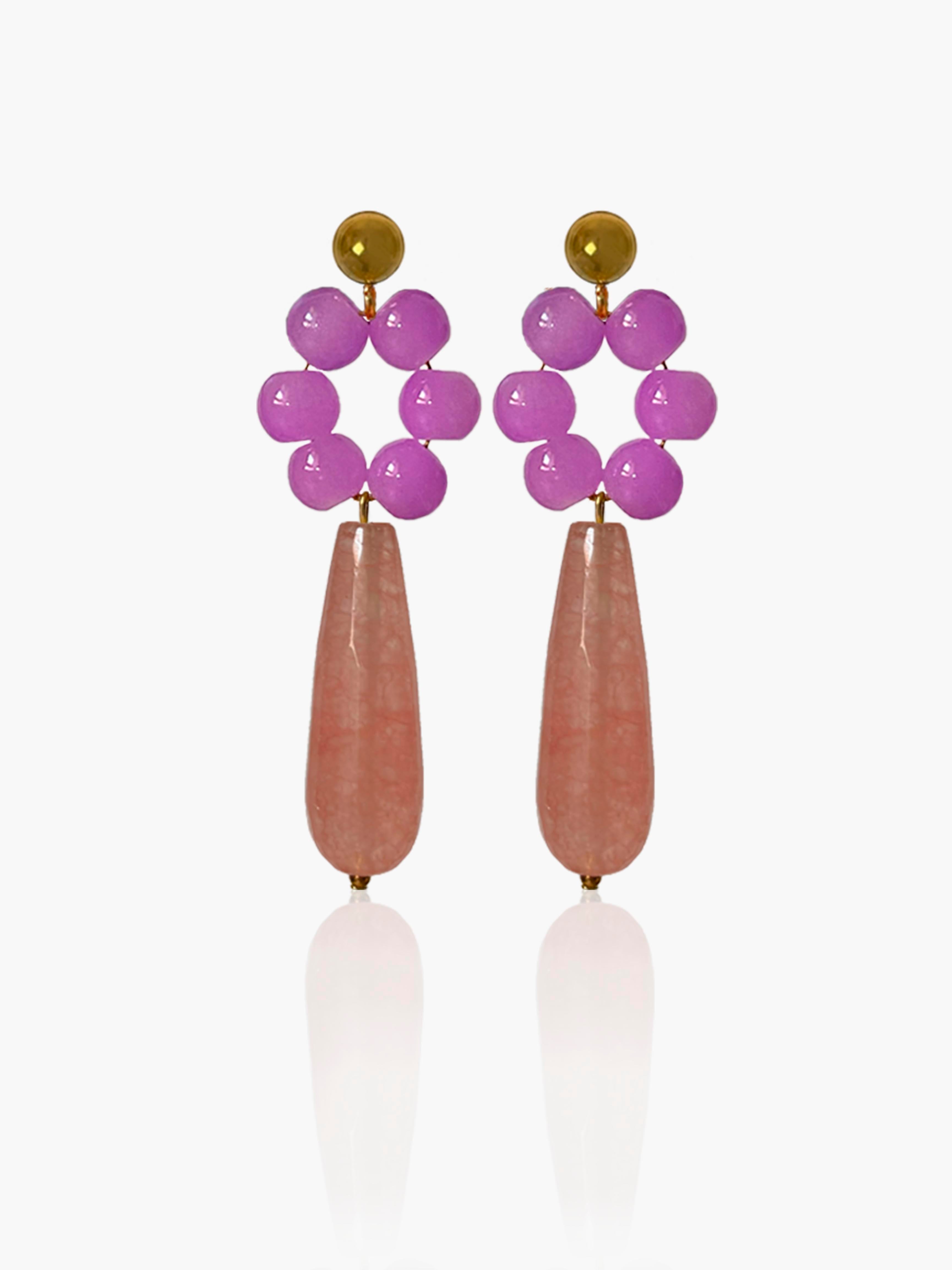 Pendientes Carmen lágrima rosa