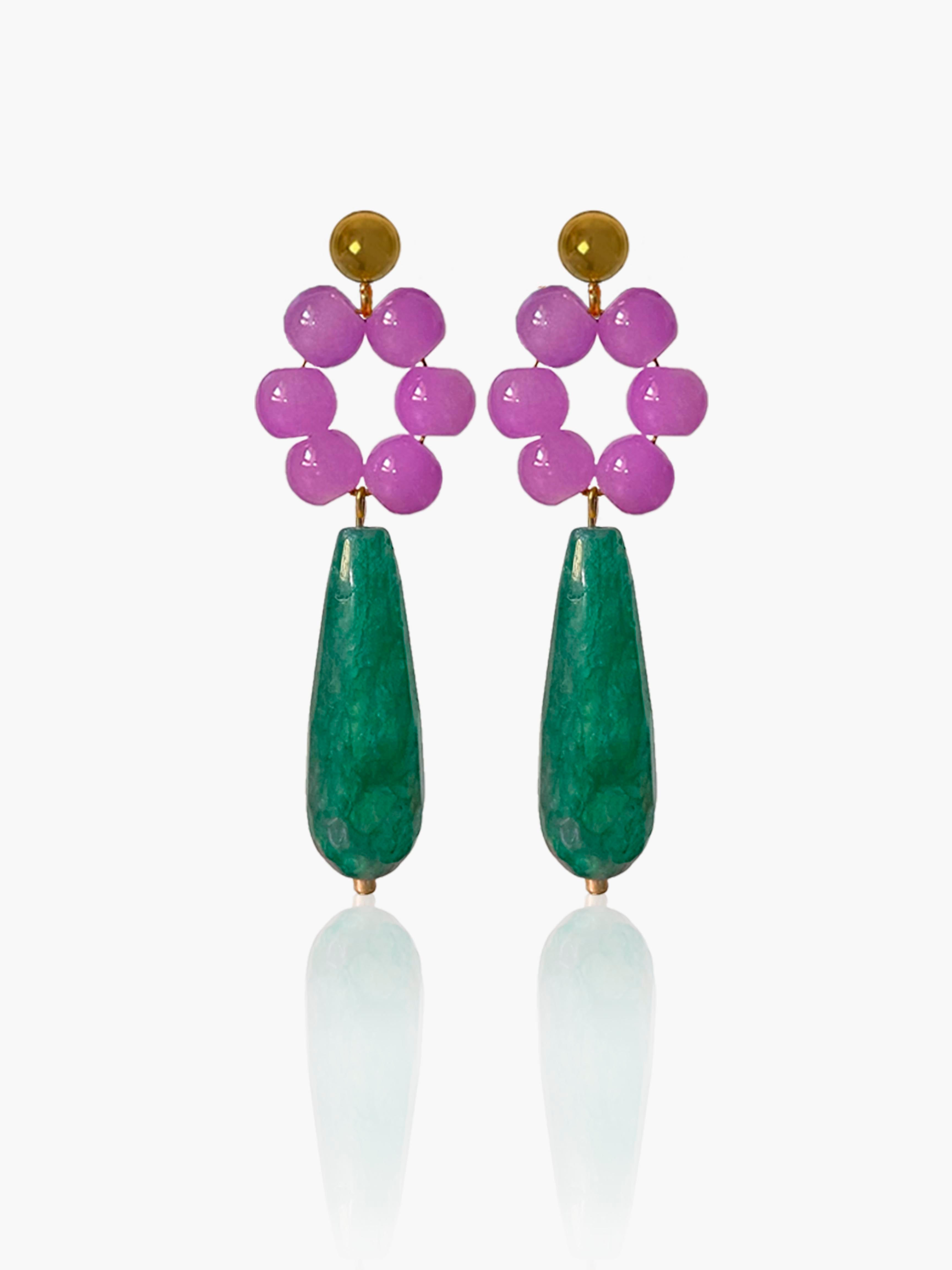 Pendientes Carmen lágrima verde oscuro