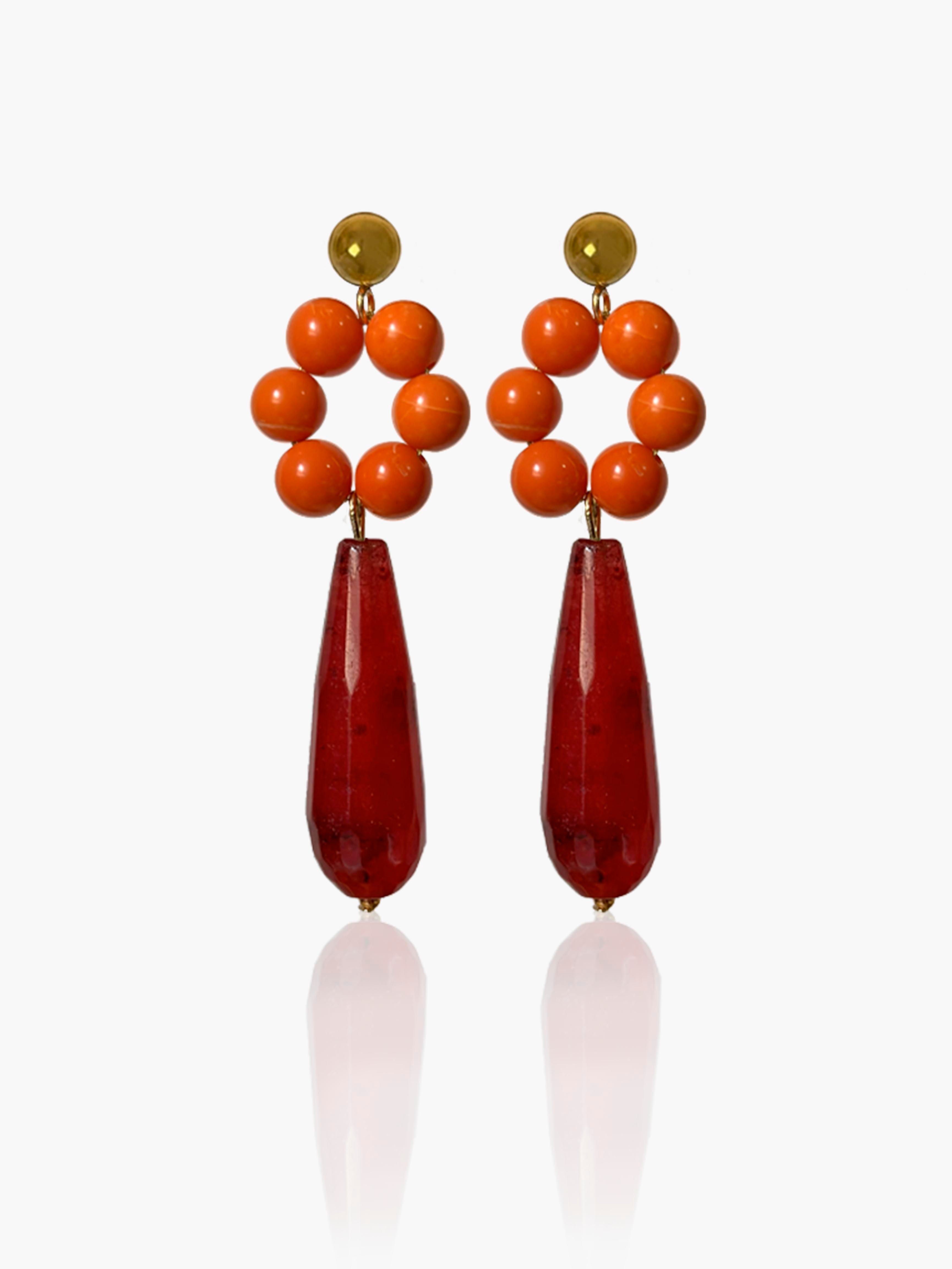 Pendientes Carmen lágrima burdeos