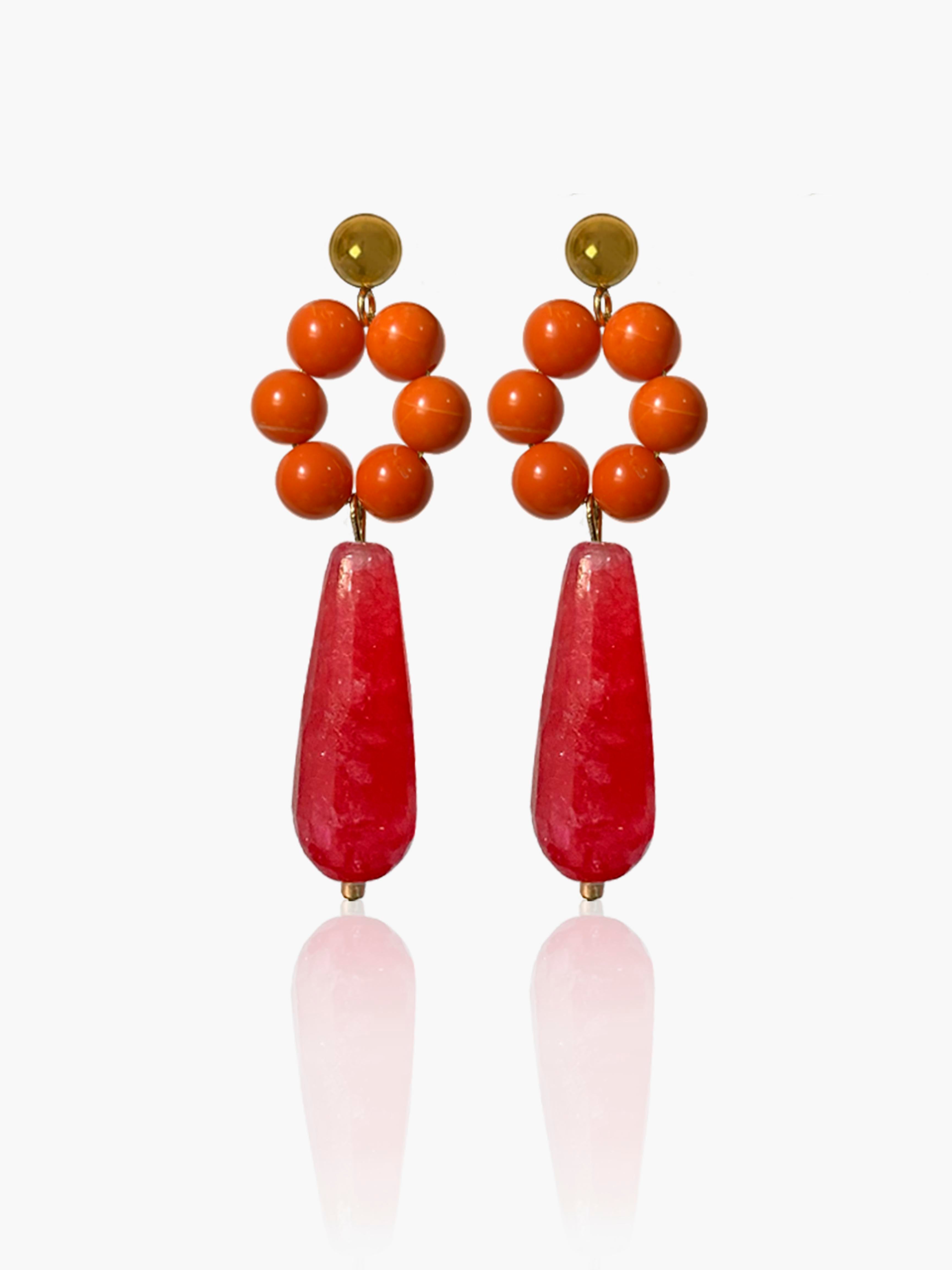 Pendientes Carmen lágrima fresa