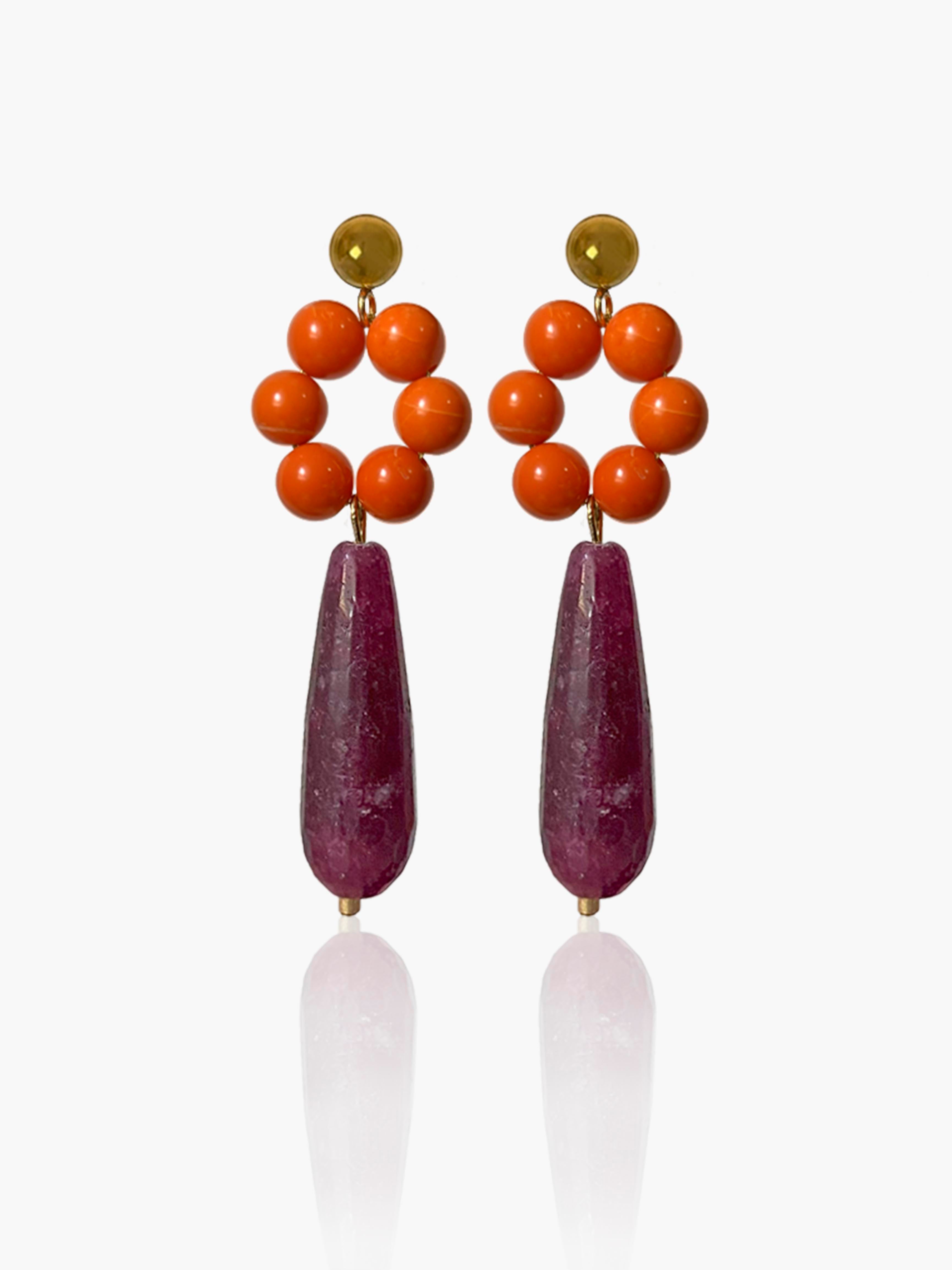 Pendientes Carmen lágrima morada