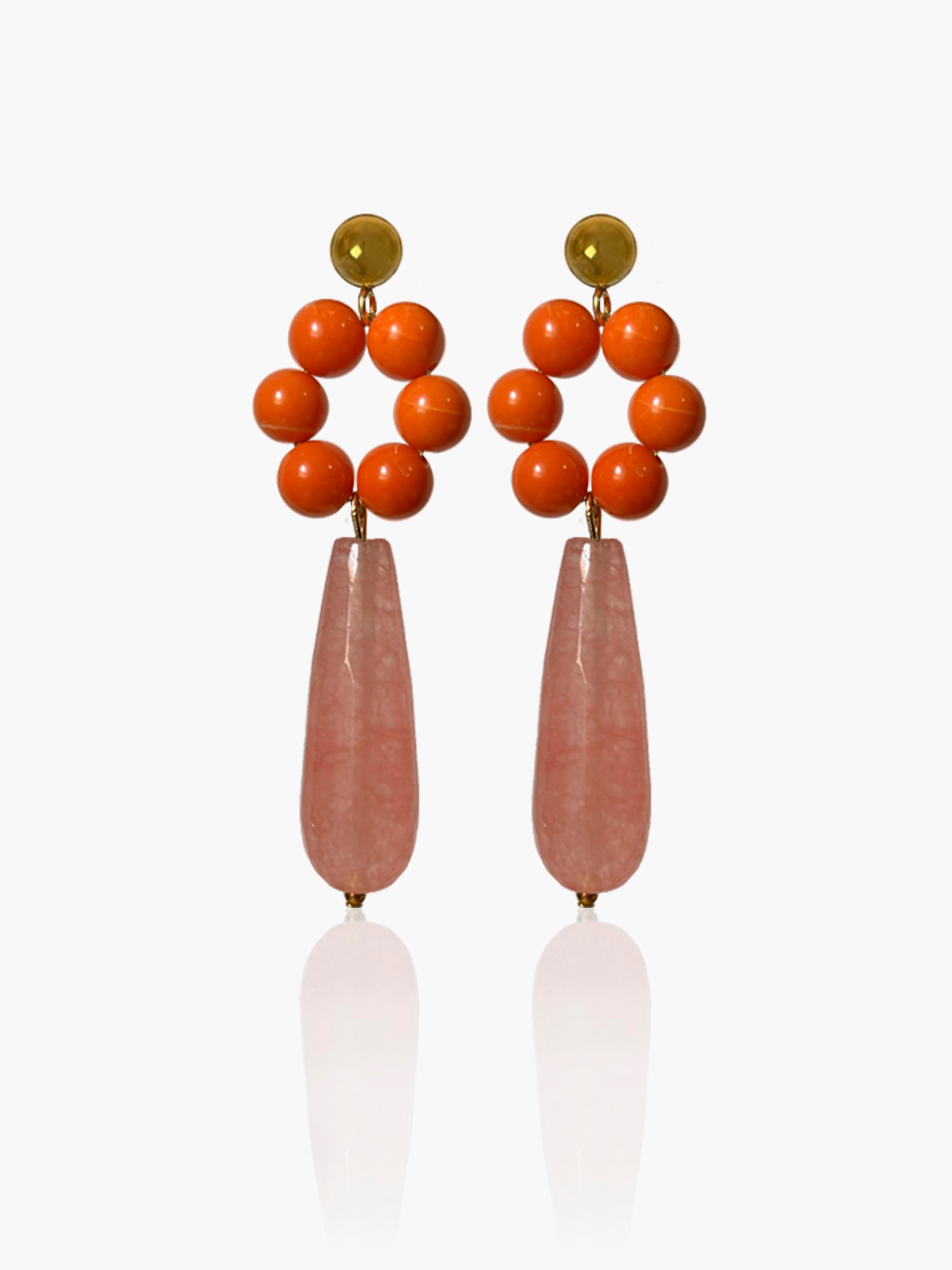 Pendientes Carmen lágrima rosa