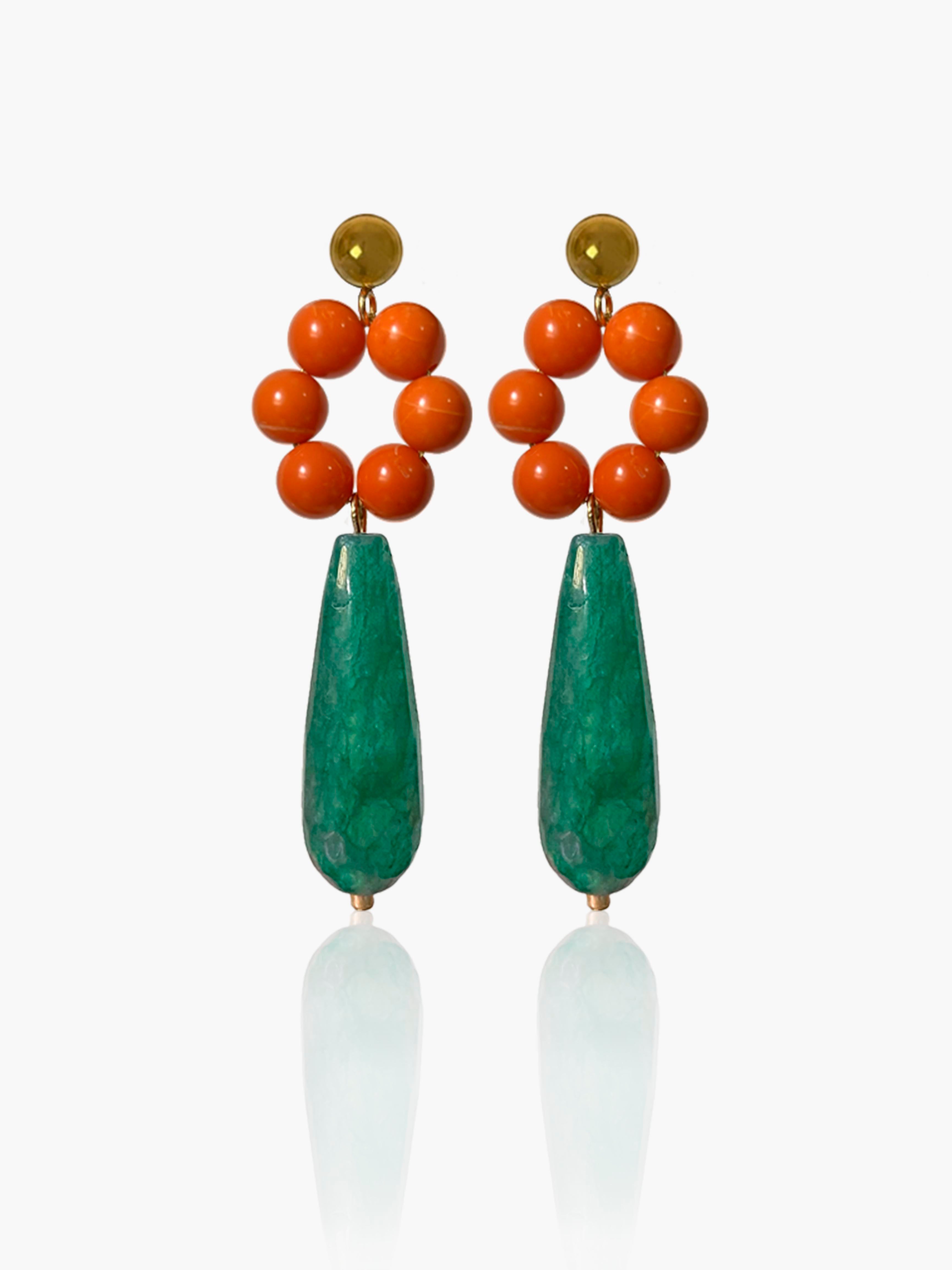 Pendientes Carmen lágrima verde oscuro