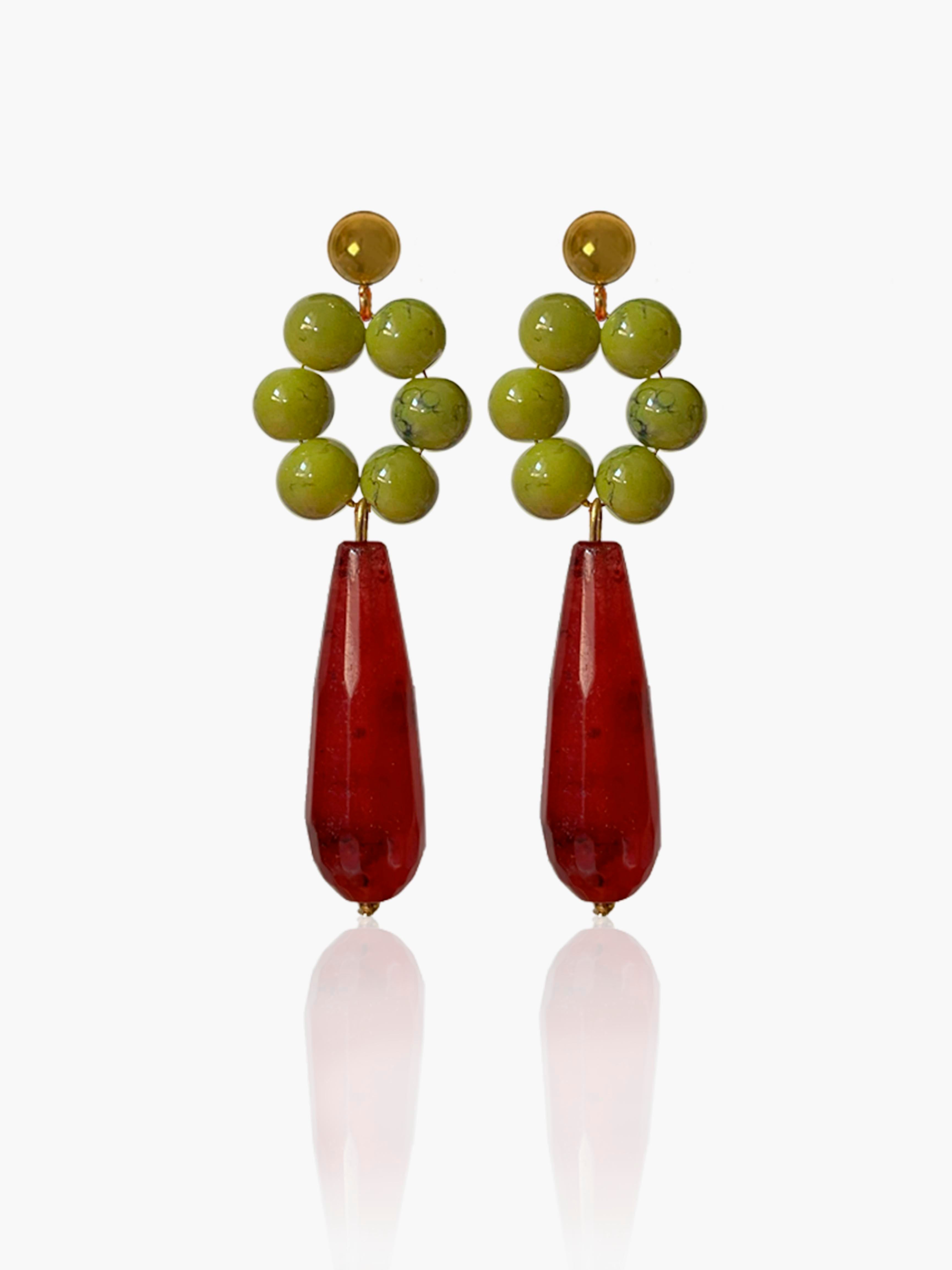 Pendientes Carmen lágrima burdeos