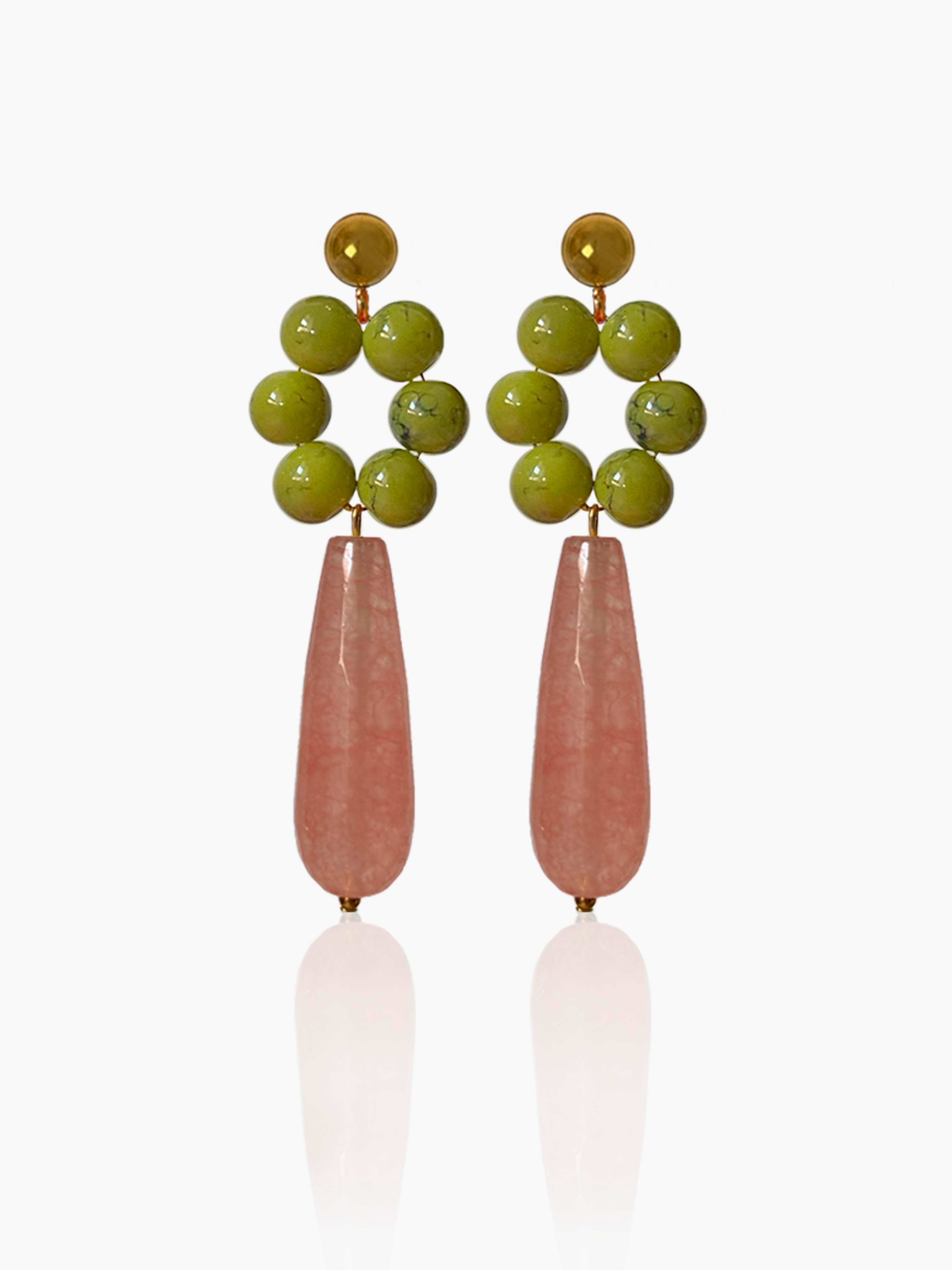 Pendientes Carmen lágrima rosa