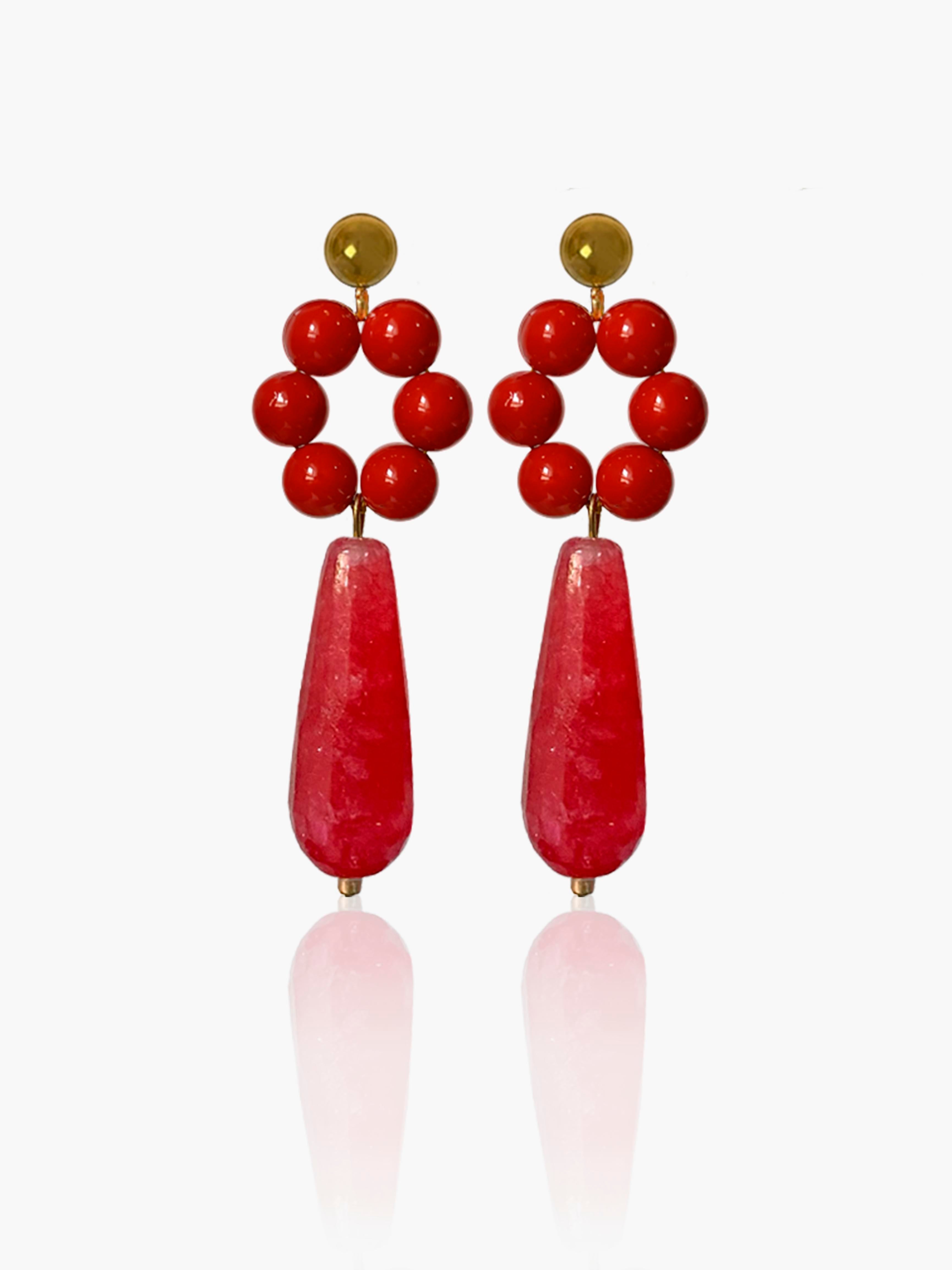 Pendientes Carmen lágrima fresa