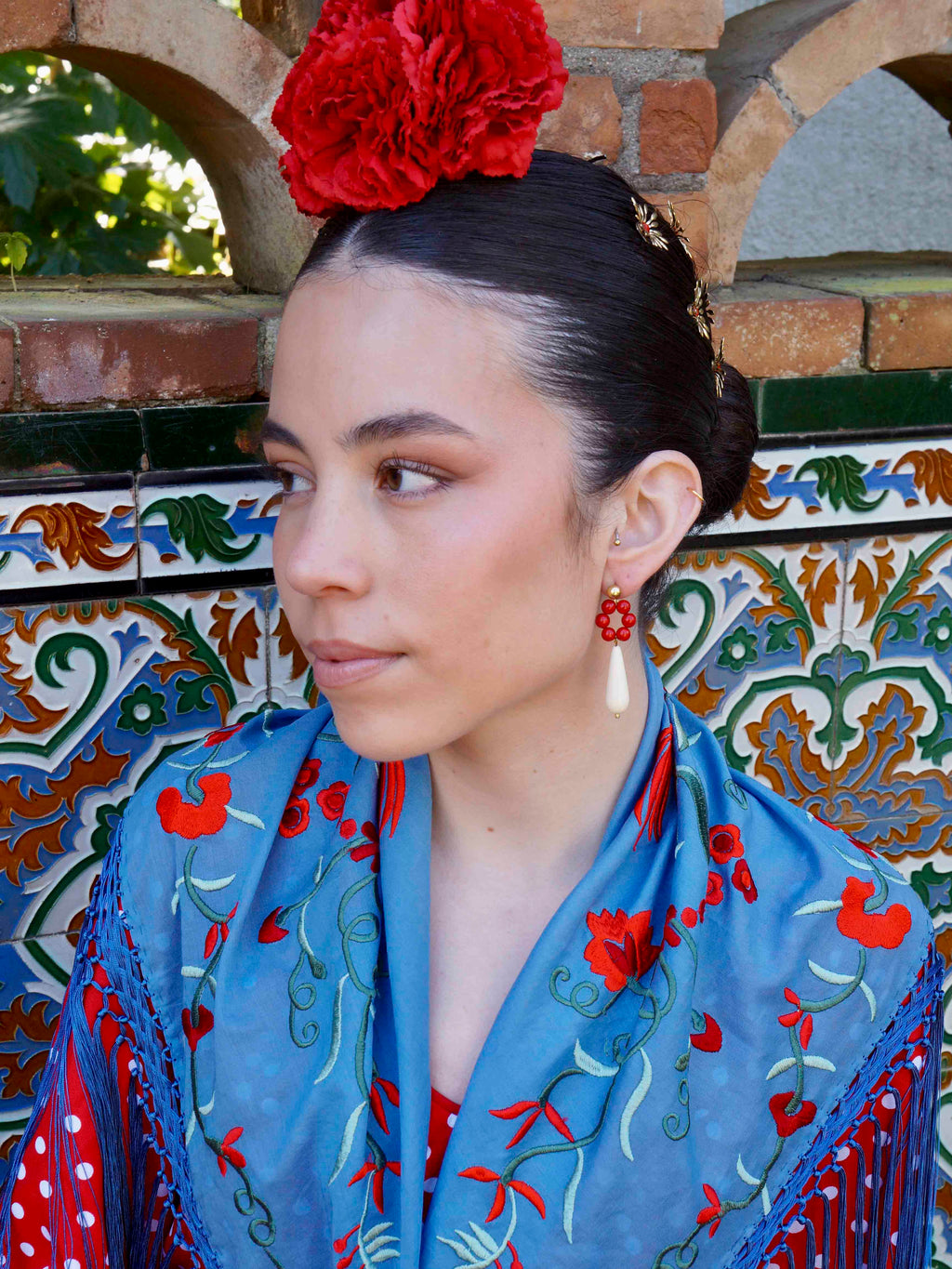 Pendientes Carmen lágrima rosa