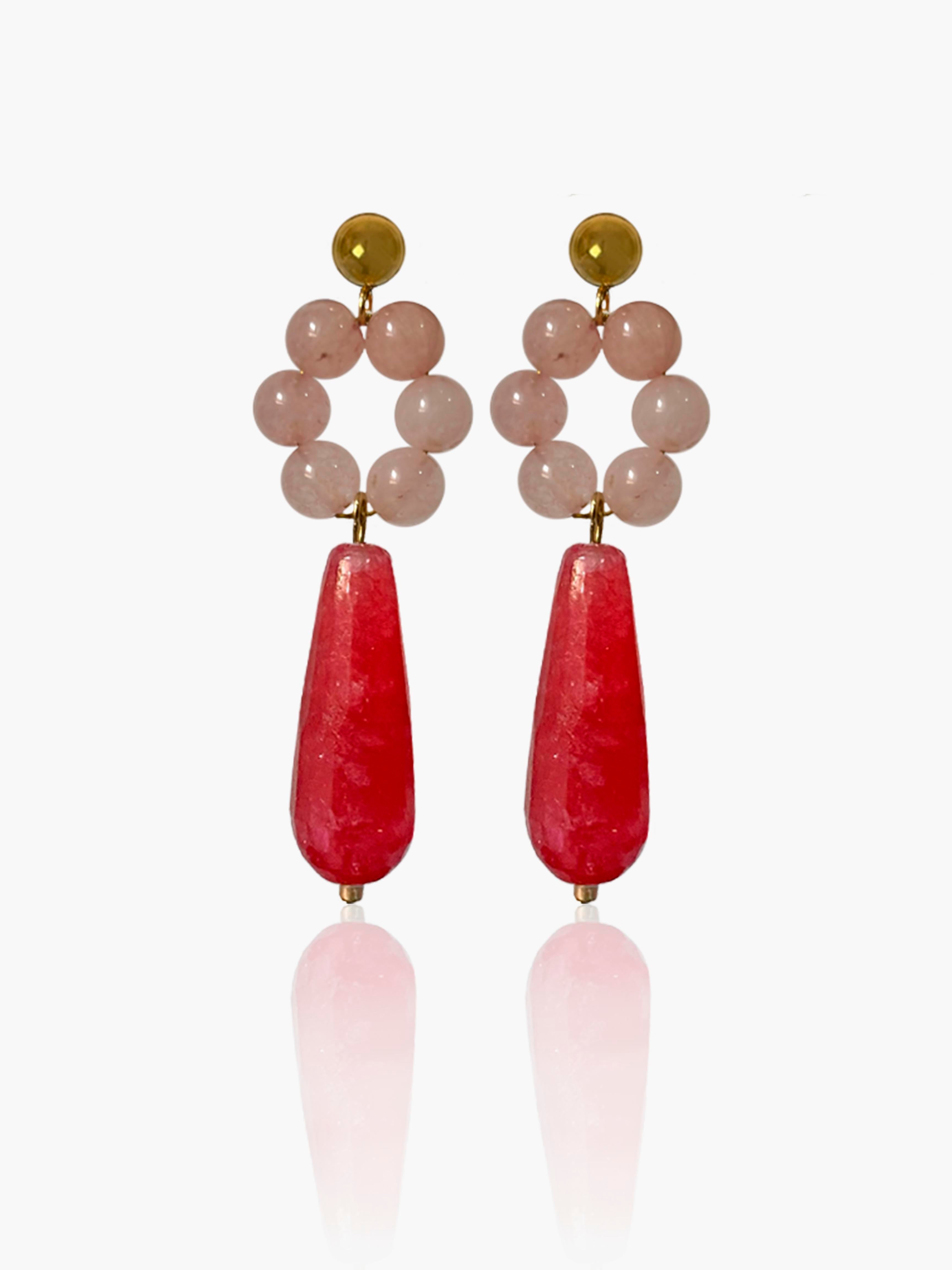 Pendientes Carmen lágrima fresa