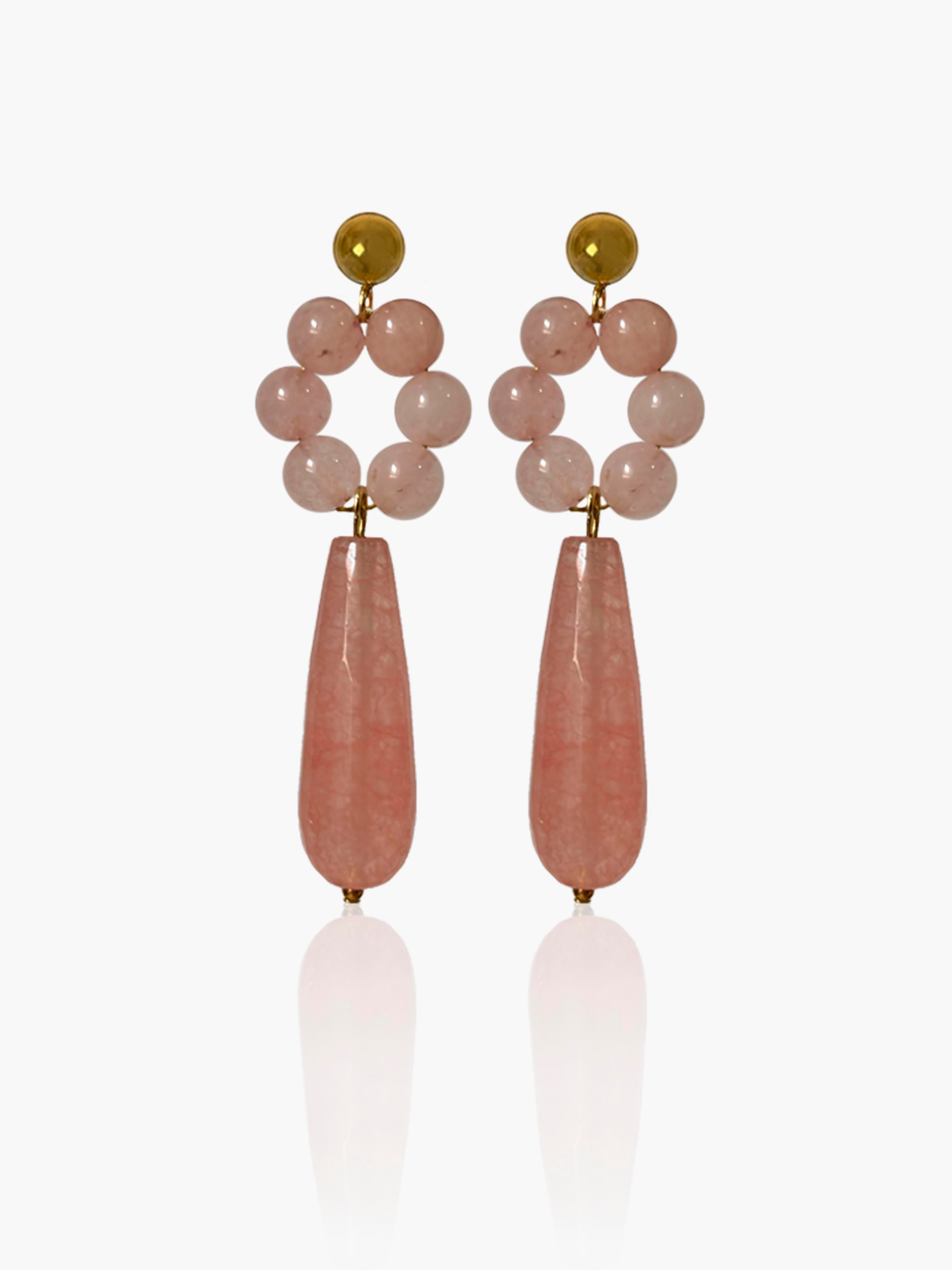 Pendientes Carmen lágrima rosa