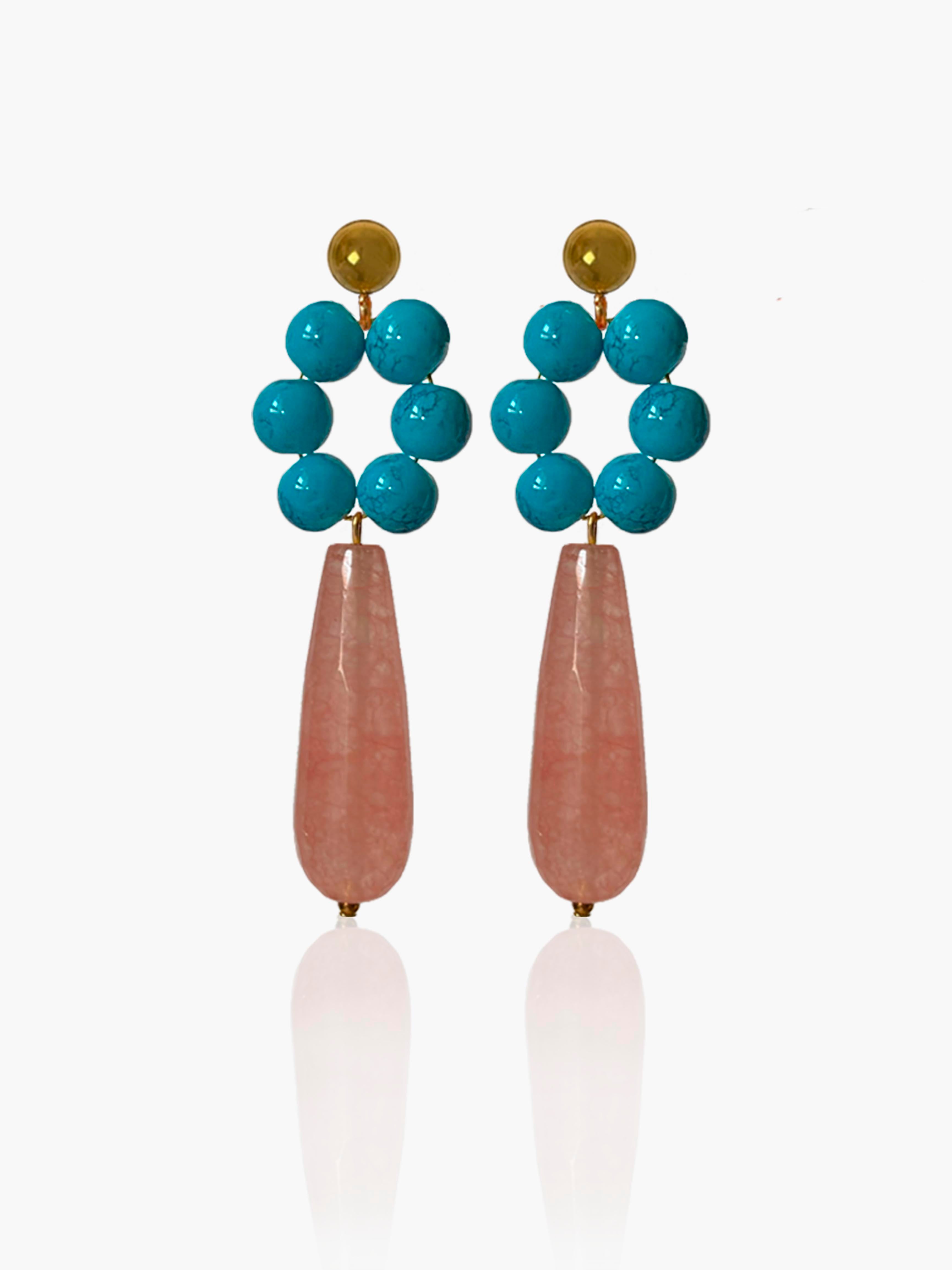 Pendientes Carmen lágrima rosa