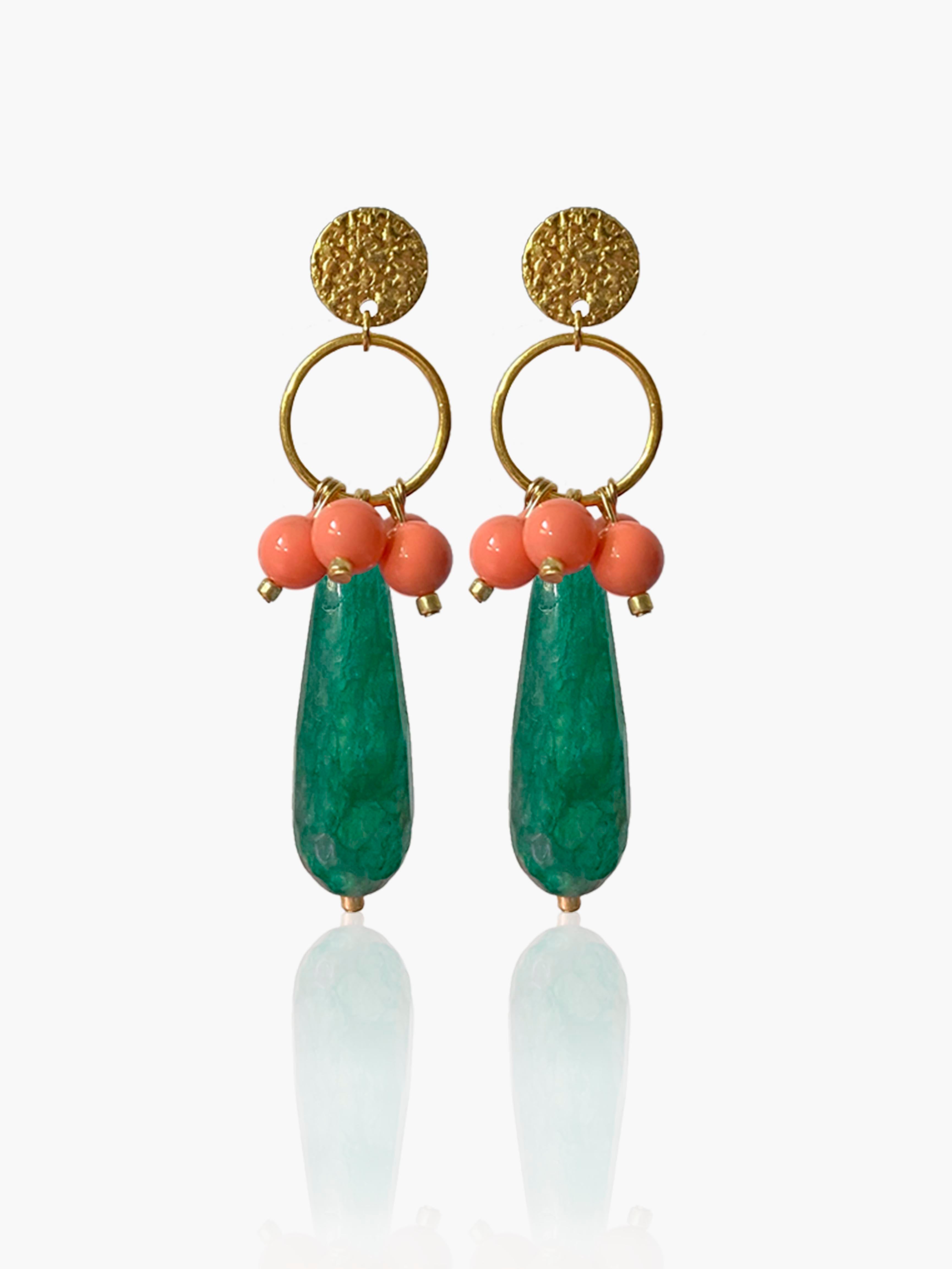 Pendientes Cayetana lágrima verde oscuro