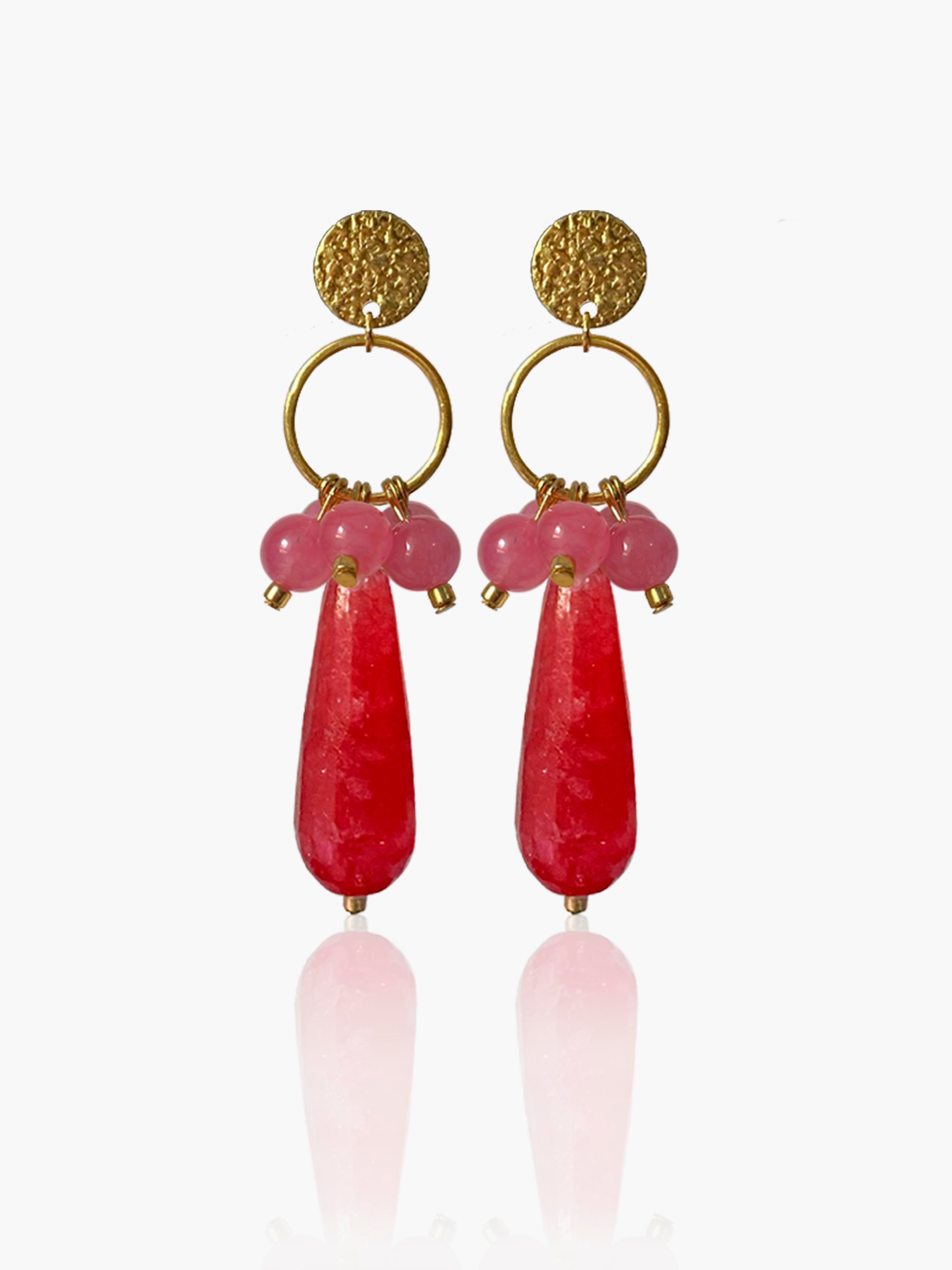 Pendientes Cayetana lágrima fresa