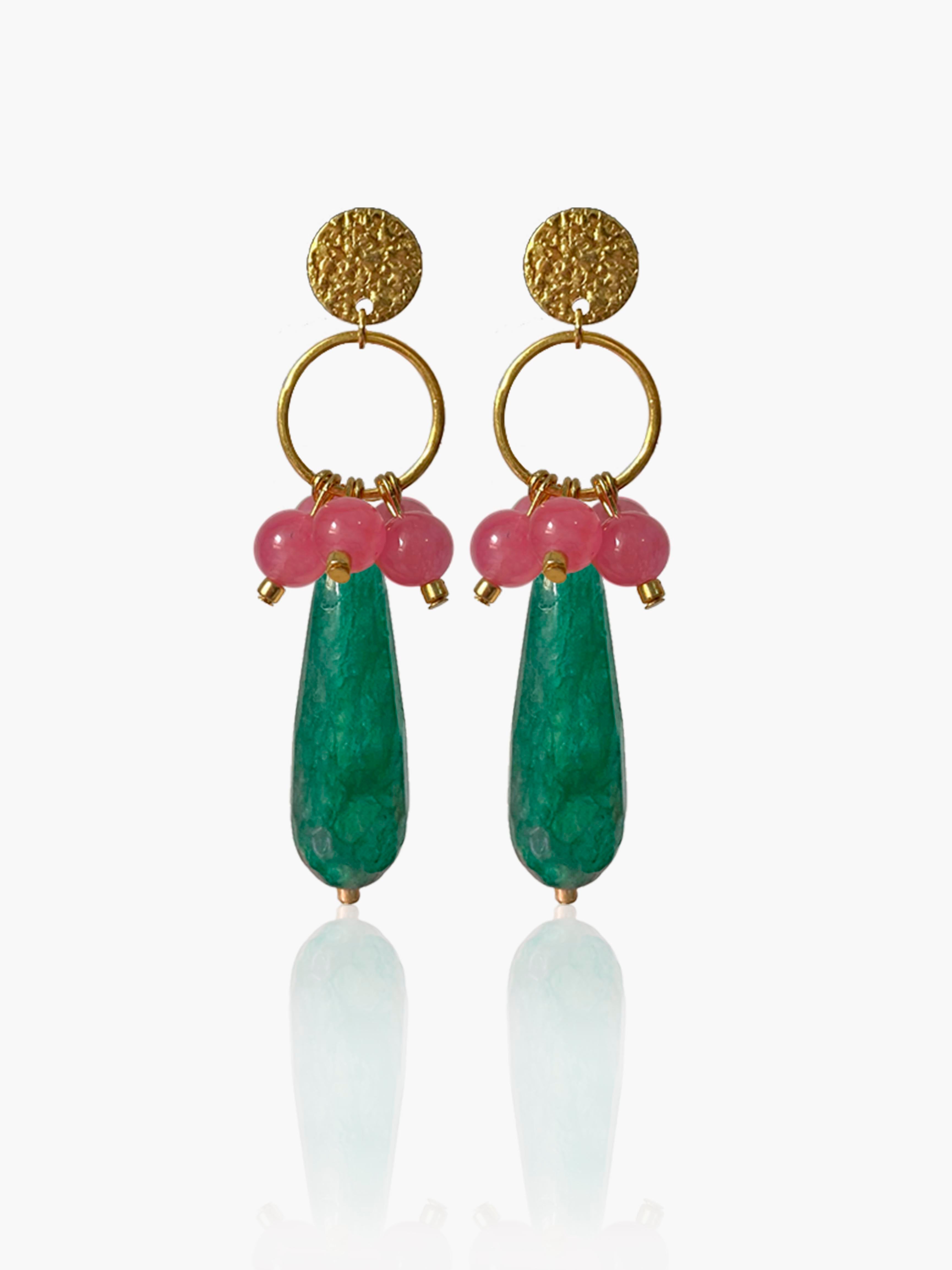 Pendientes Cayetana lágrima verde oscuro