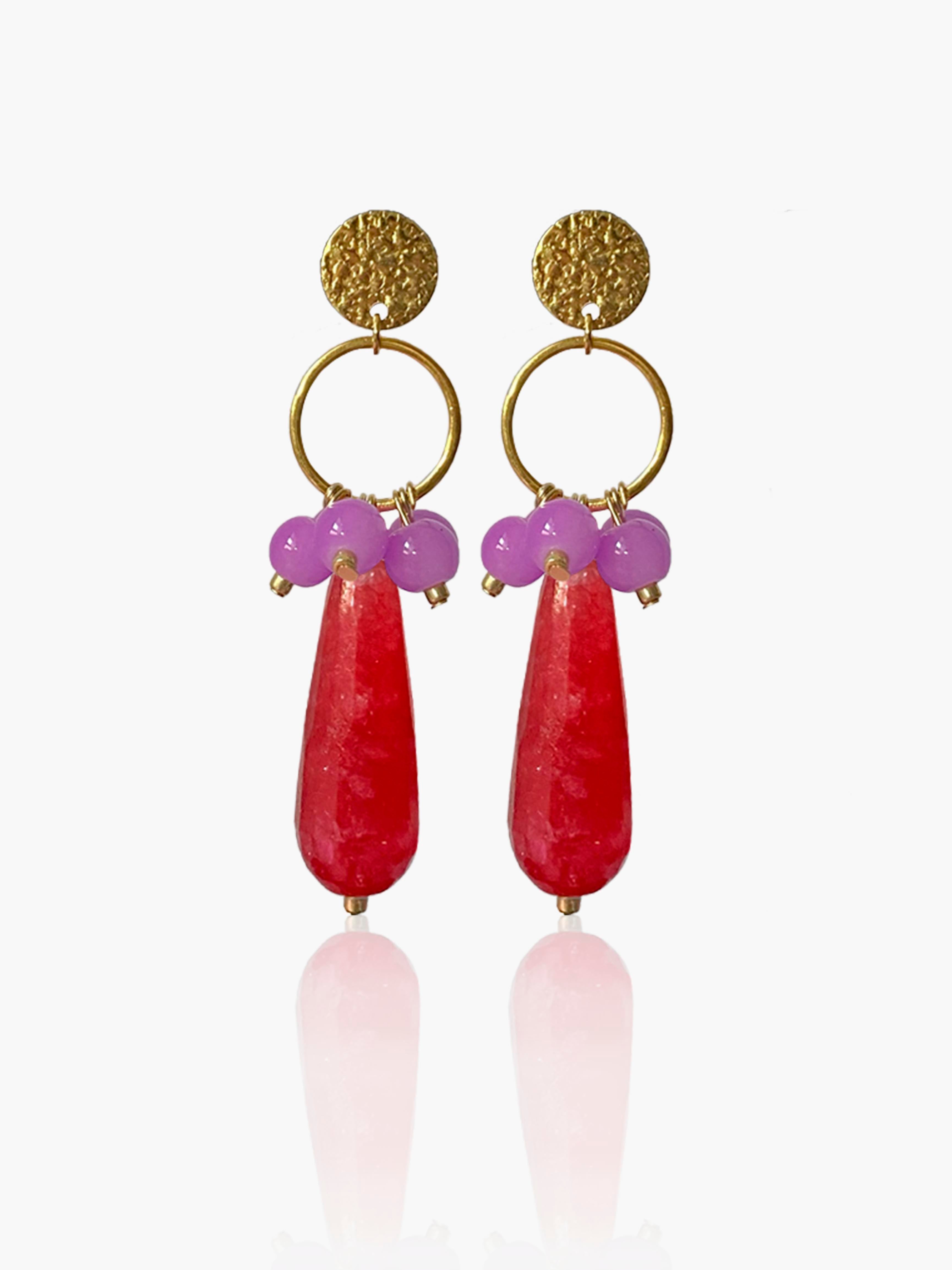 Pendientes Cayetana lágrima fresa