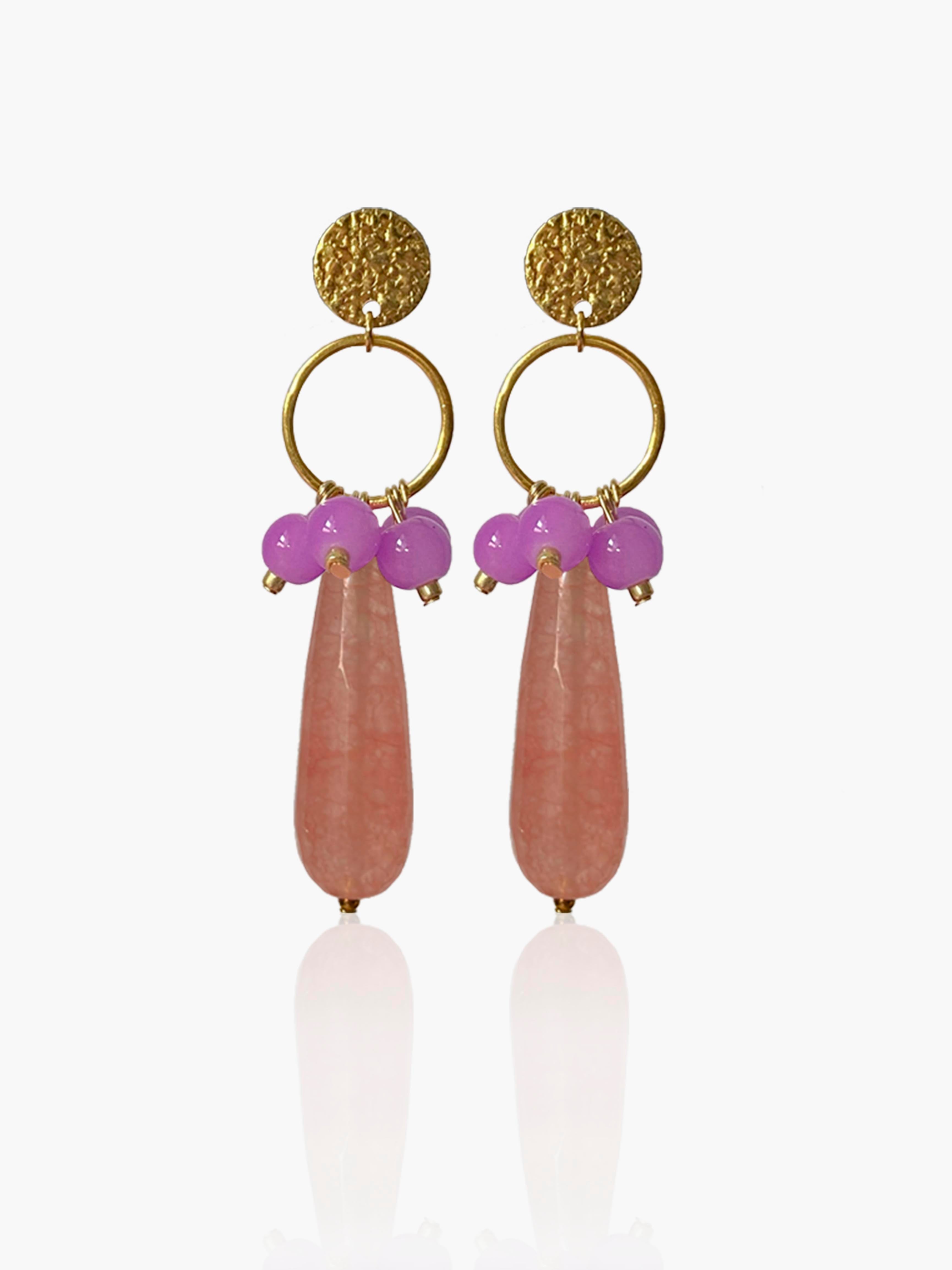 Pendientes Cayetana lágrima rosa