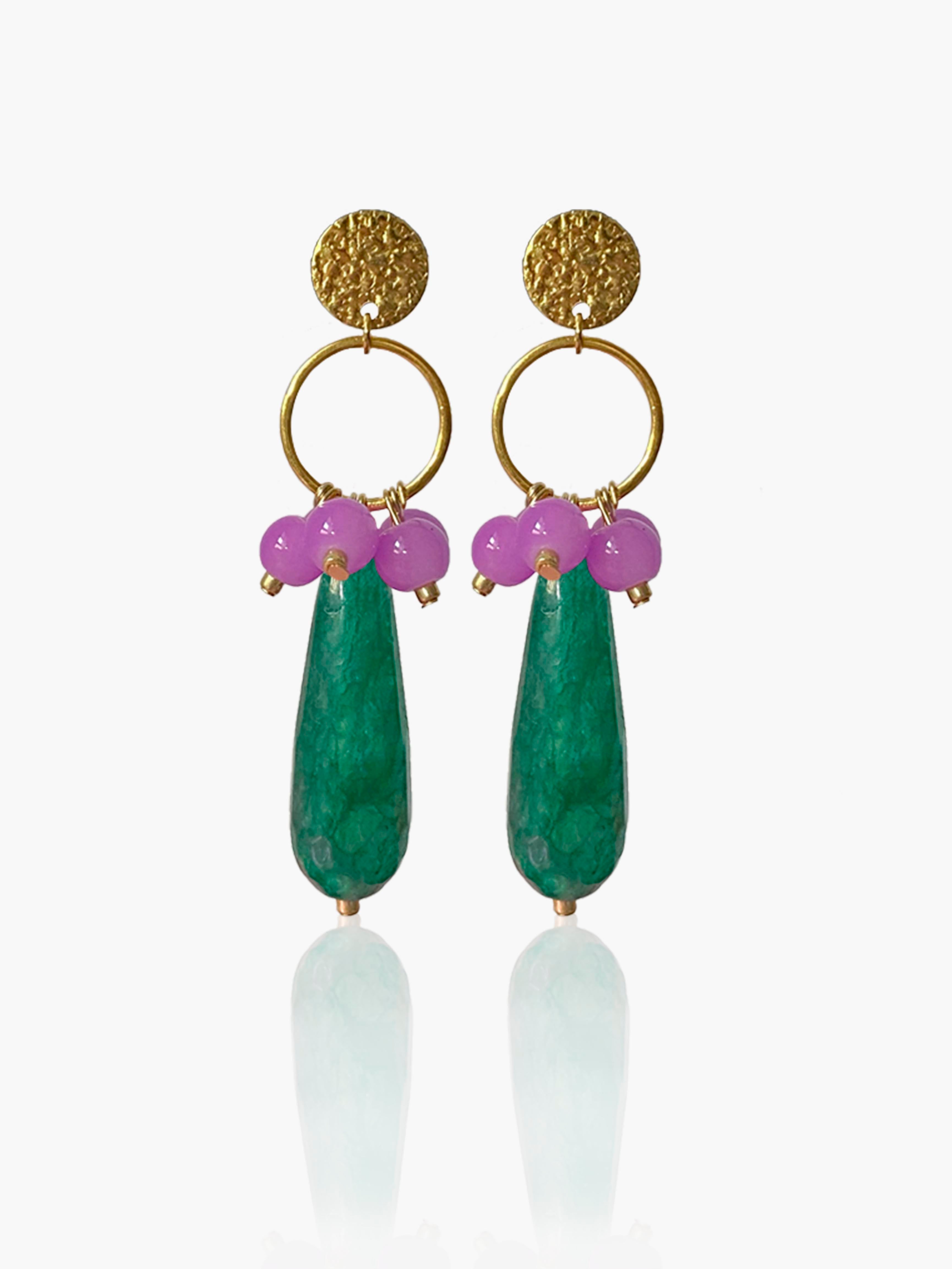 Pendientes Cayetana lágrima verde oscuro