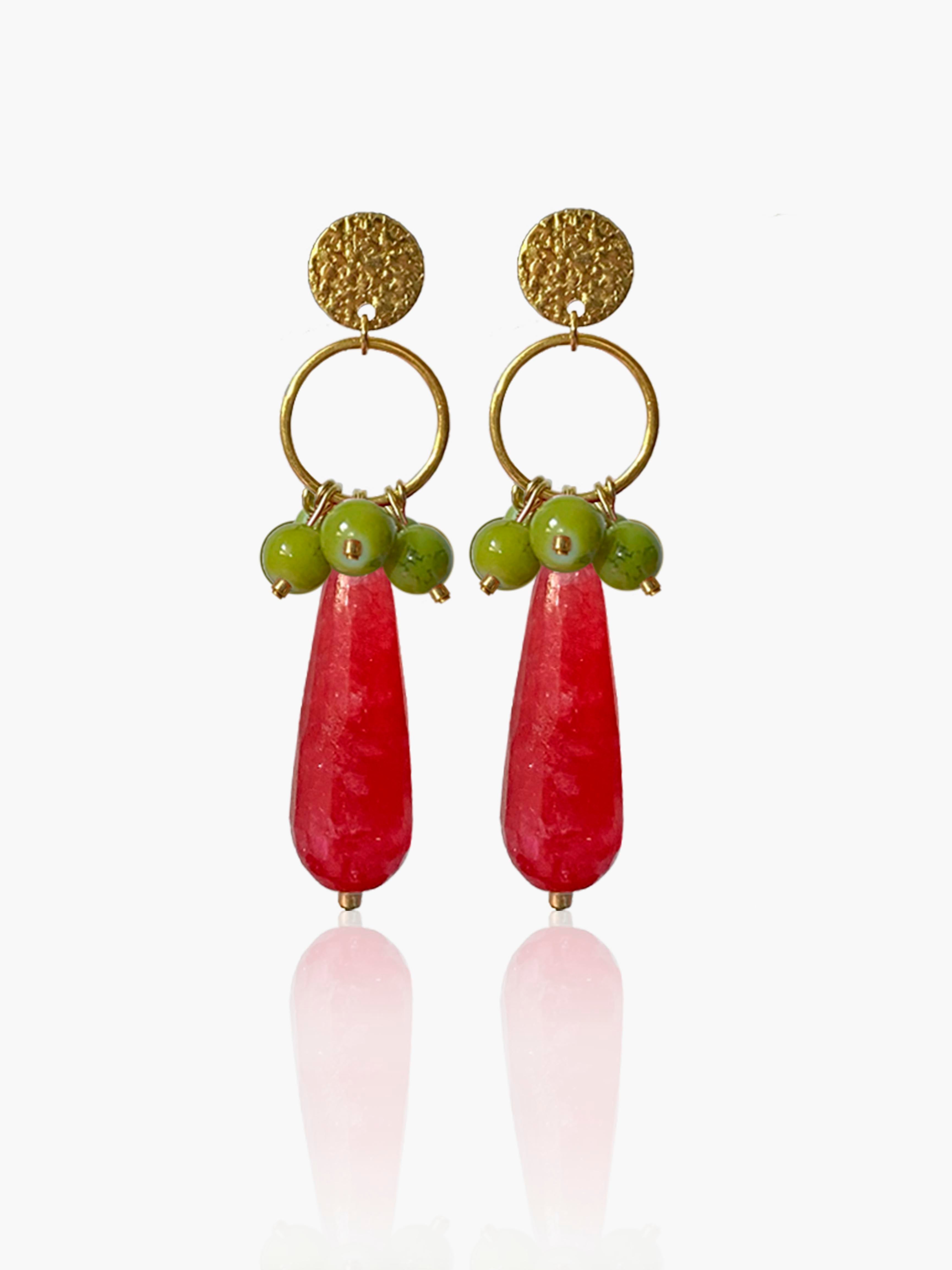 Pendientes Cayetana lágrima fresa