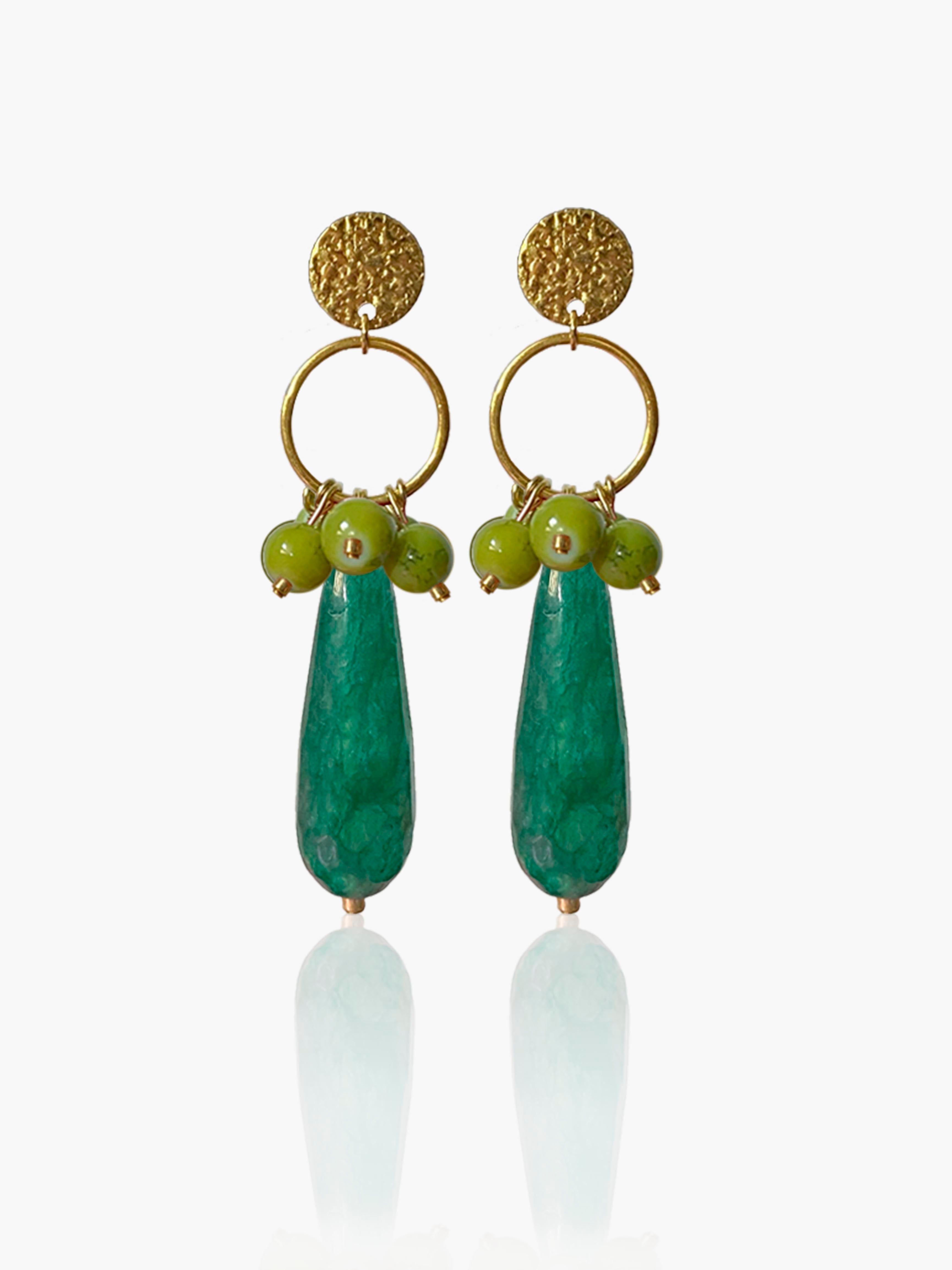 Pendientes Cayetana lágrima verde oscuro