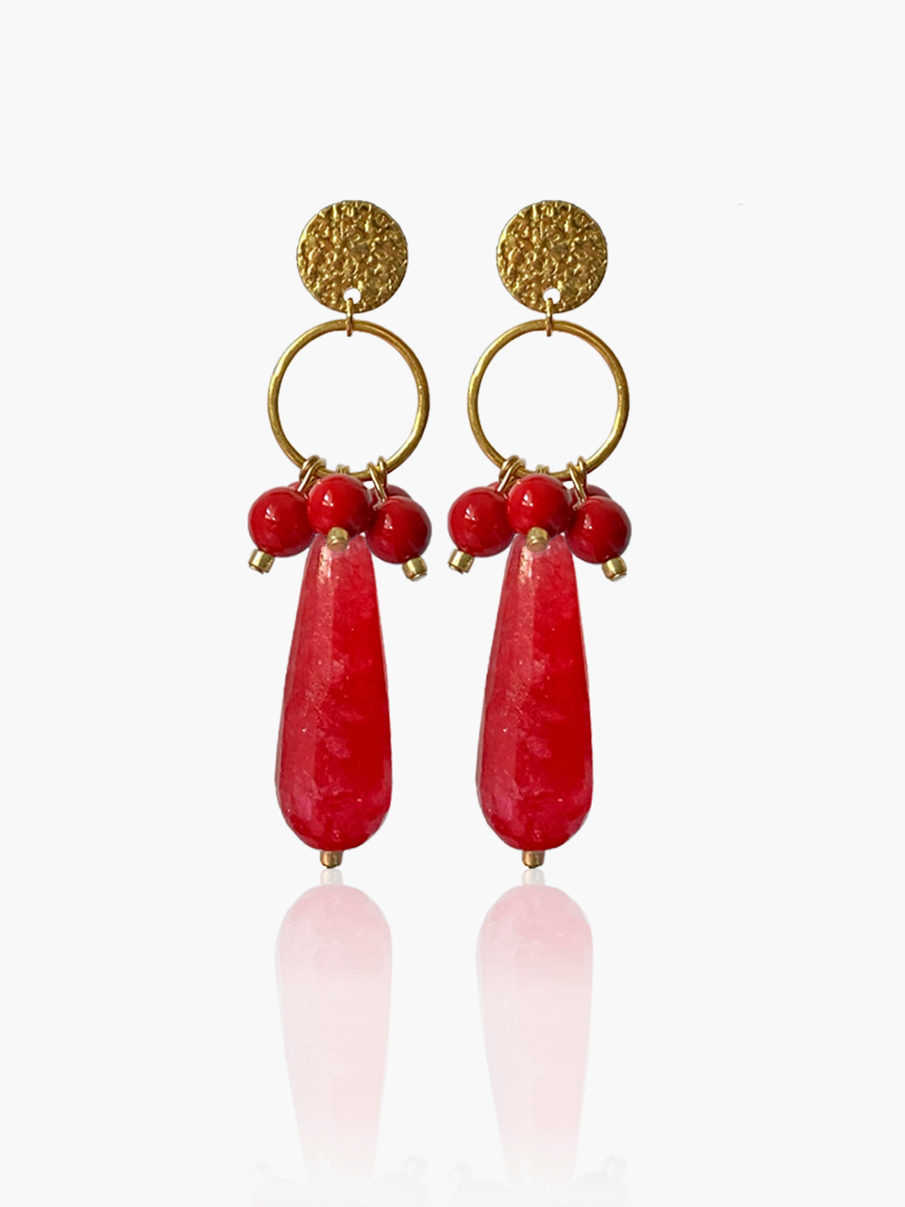 Pendientes Cayetana lágrima fresa