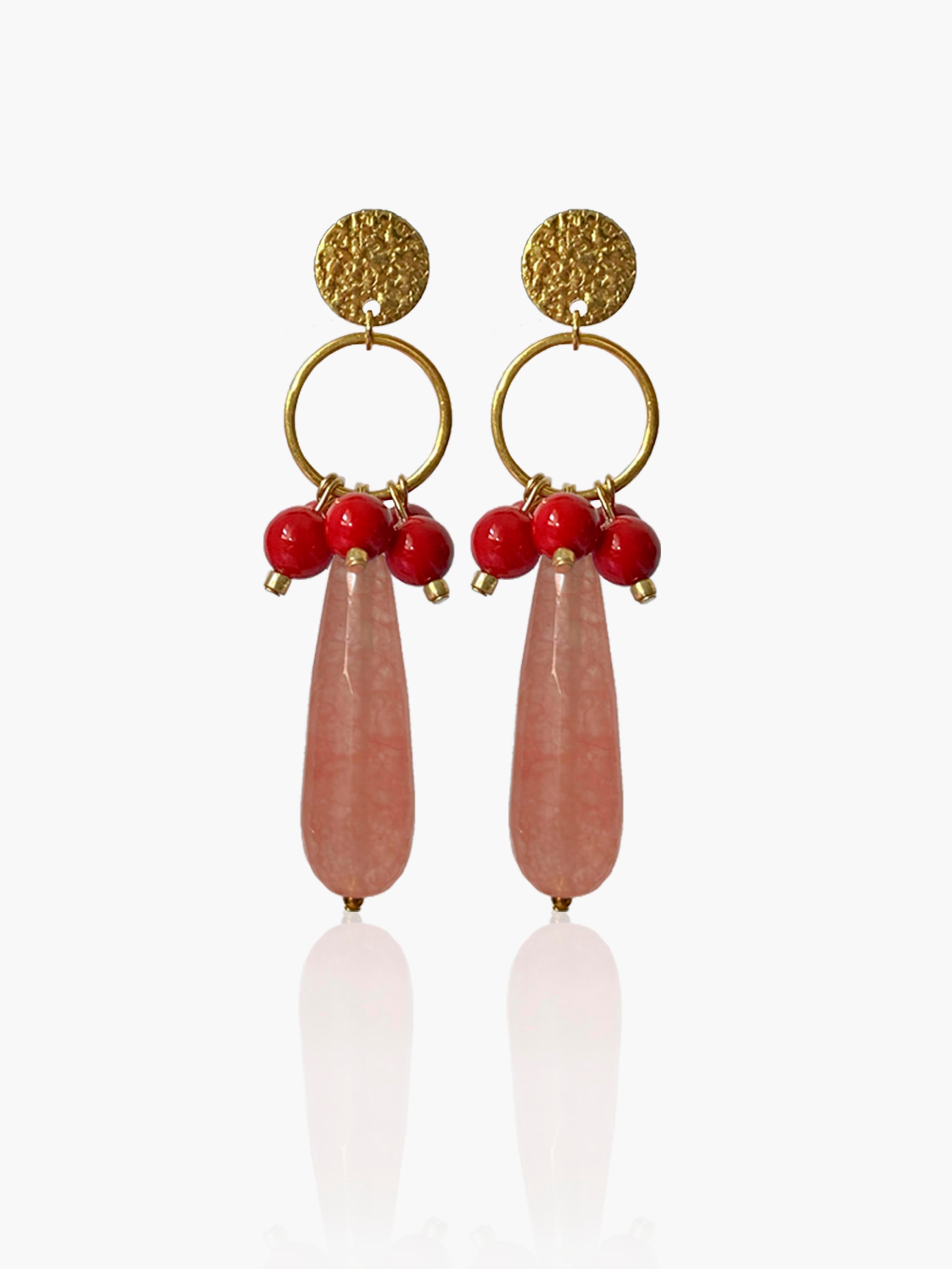 Pendientes Cayetana lágrima rosa