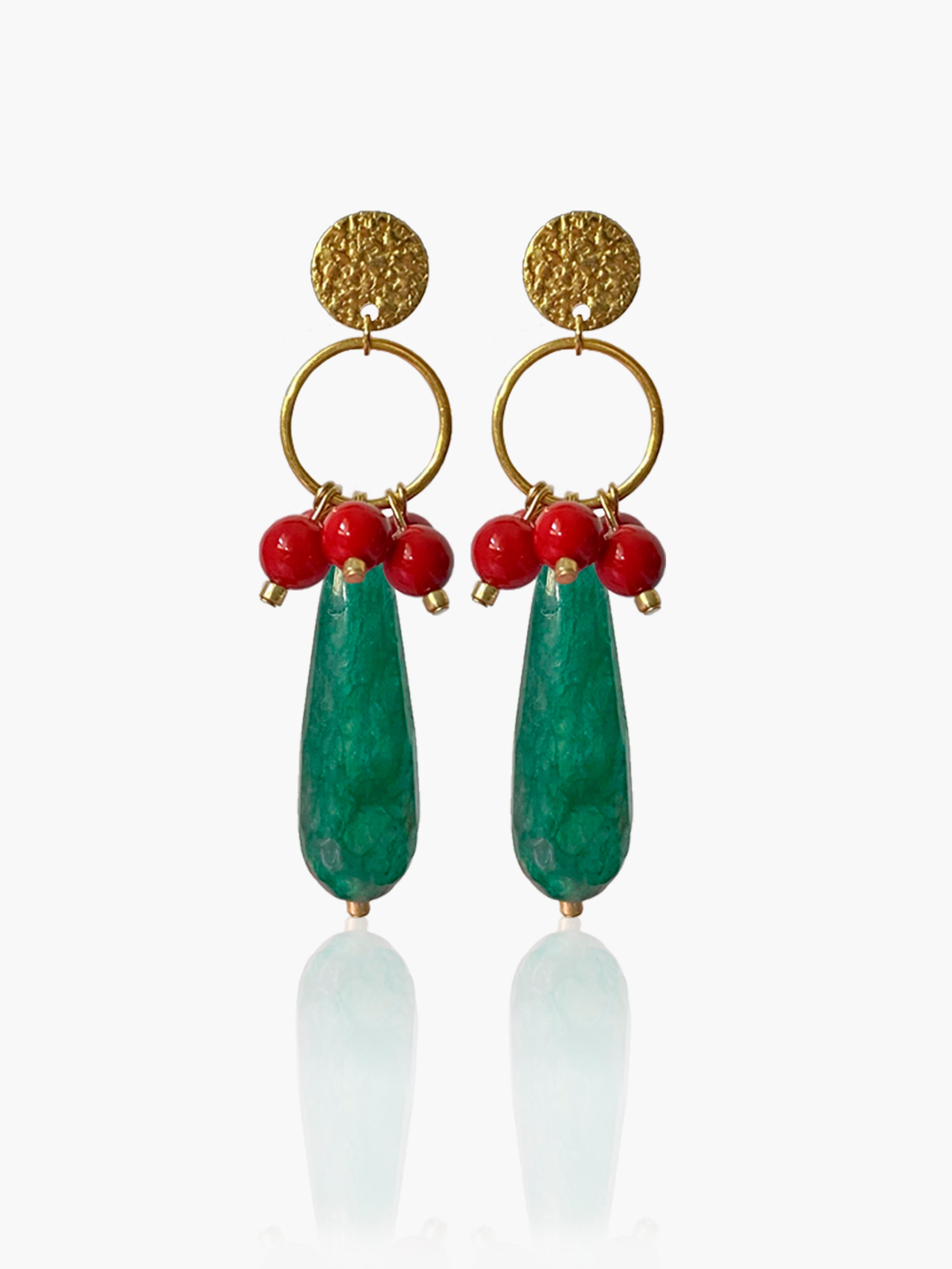 Pendientes Cayetana lágrima verde oscuro