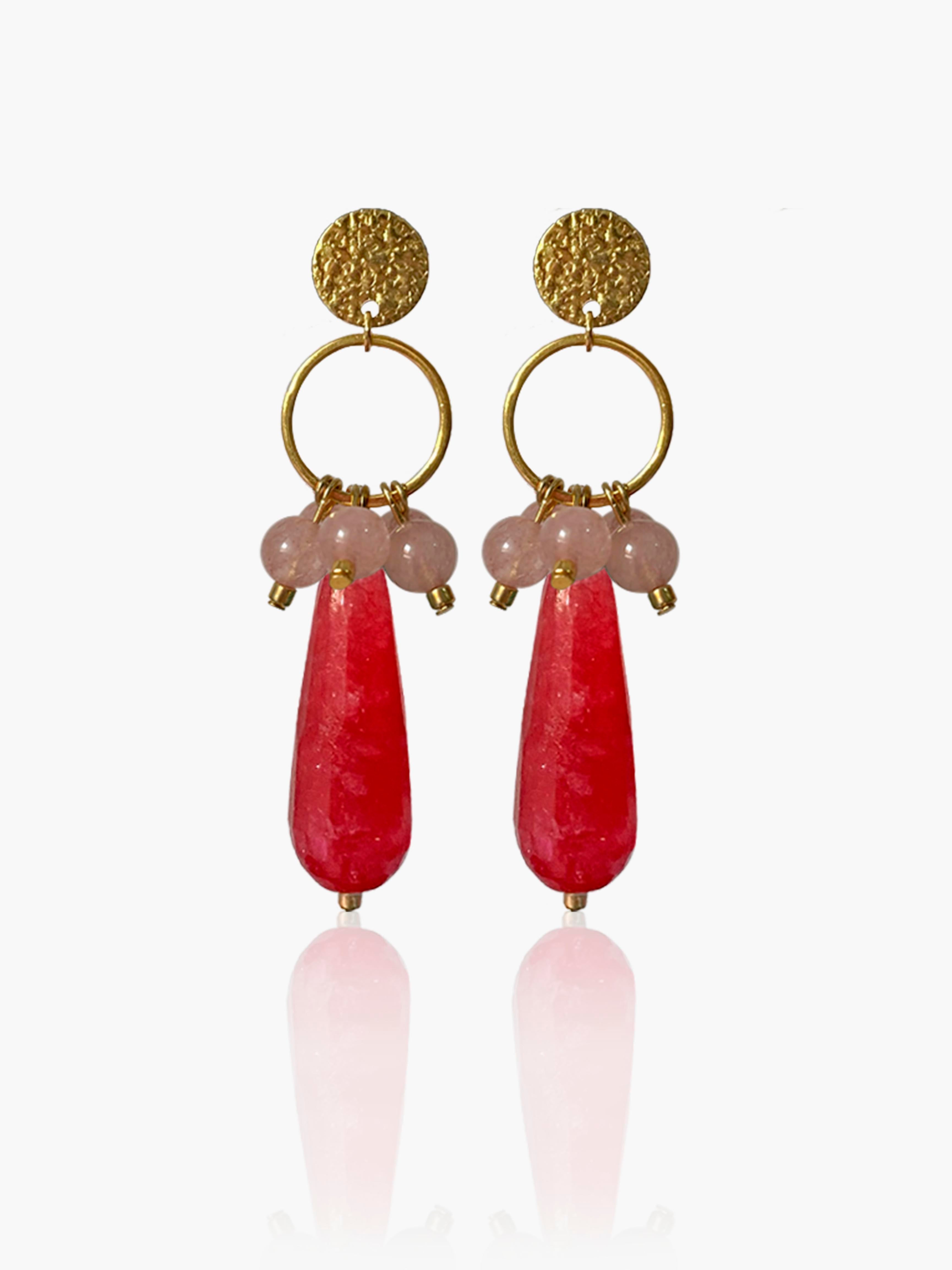 Pendientes Cayetana lágrima fresa