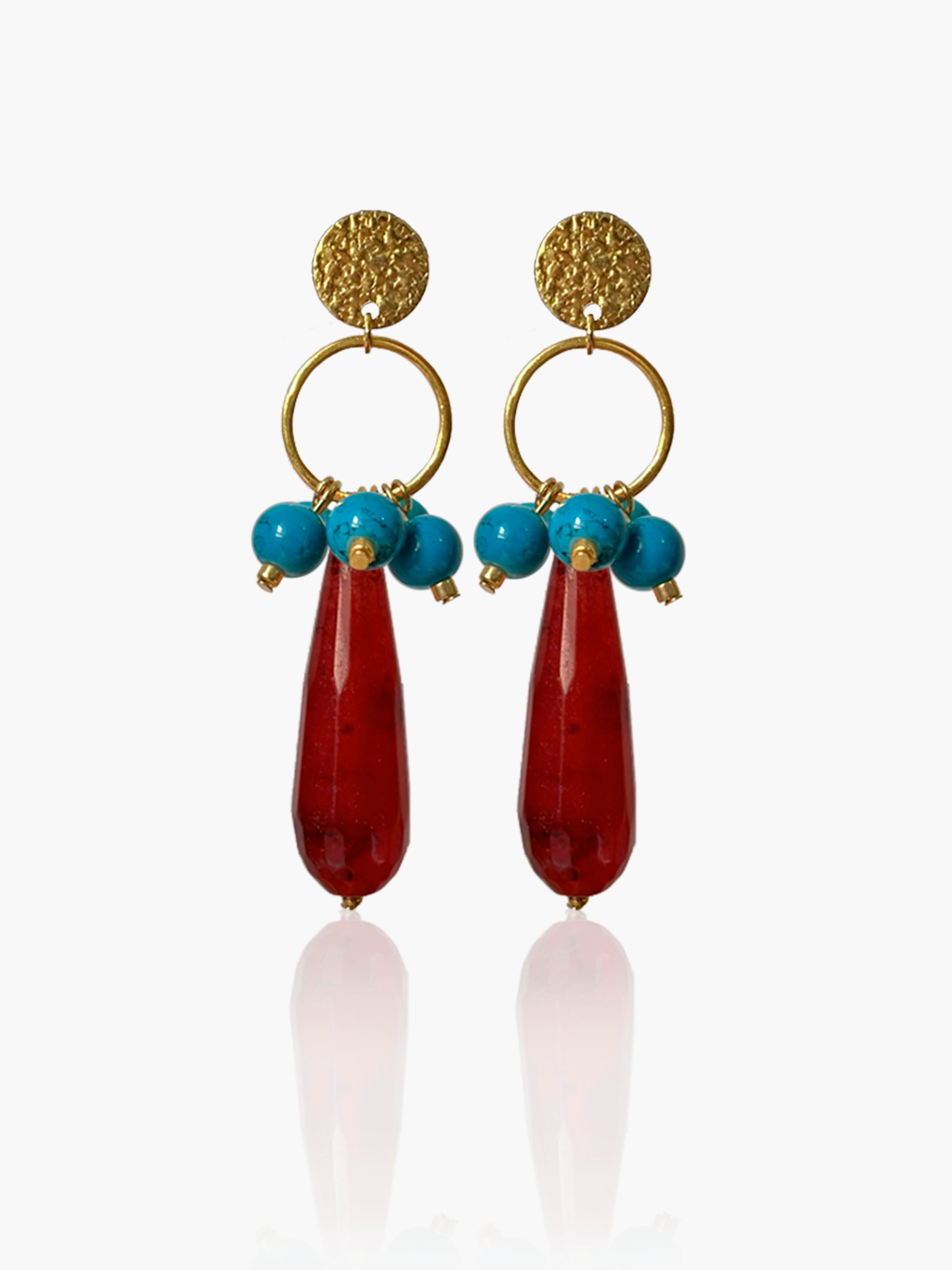 Pendientes Cayetana lágrima burdeos